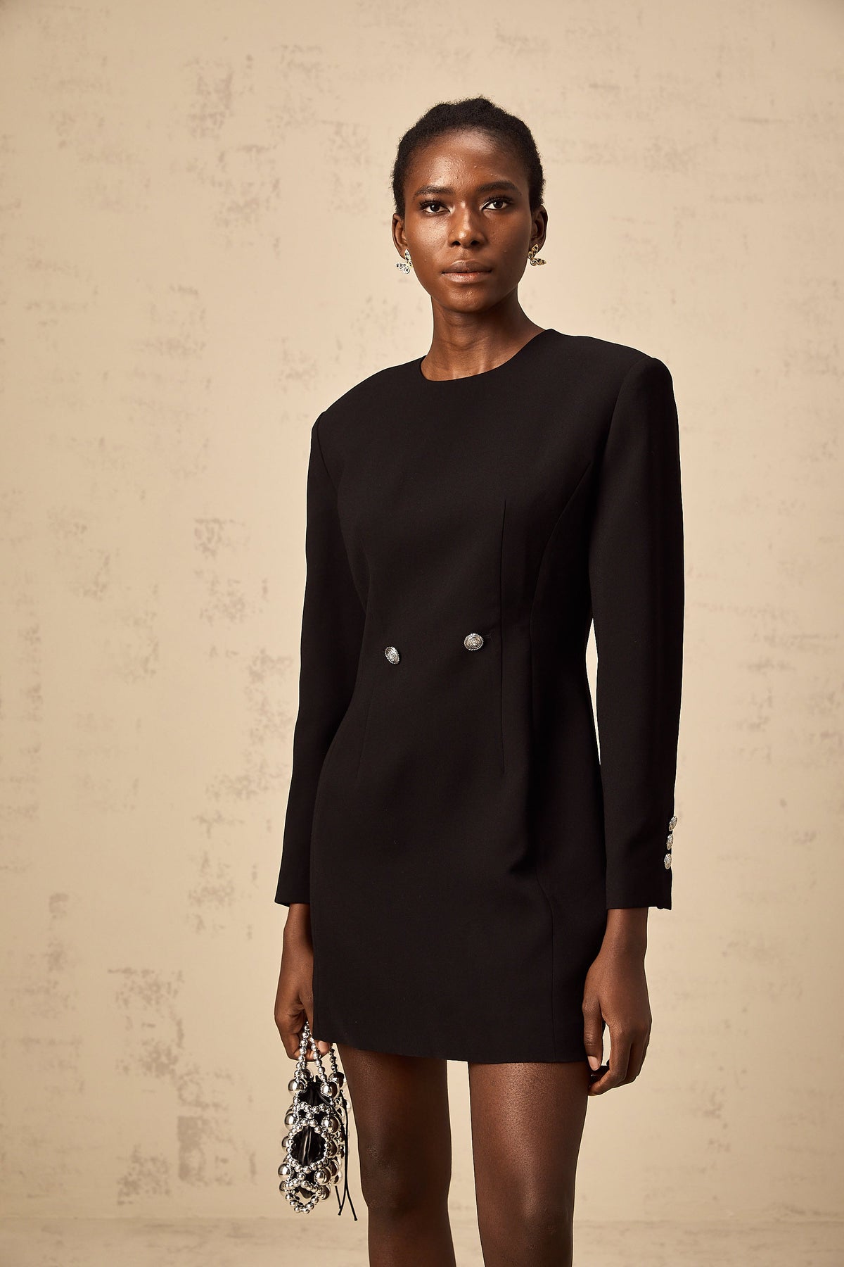 Magali black hourglass mini dress