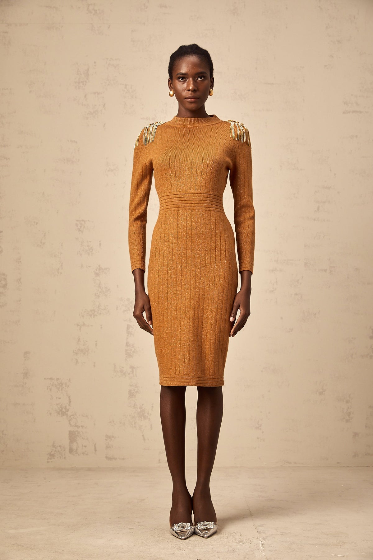 Renata epaulet-design ribbed-knit midi dress (Final Sale-US Only)