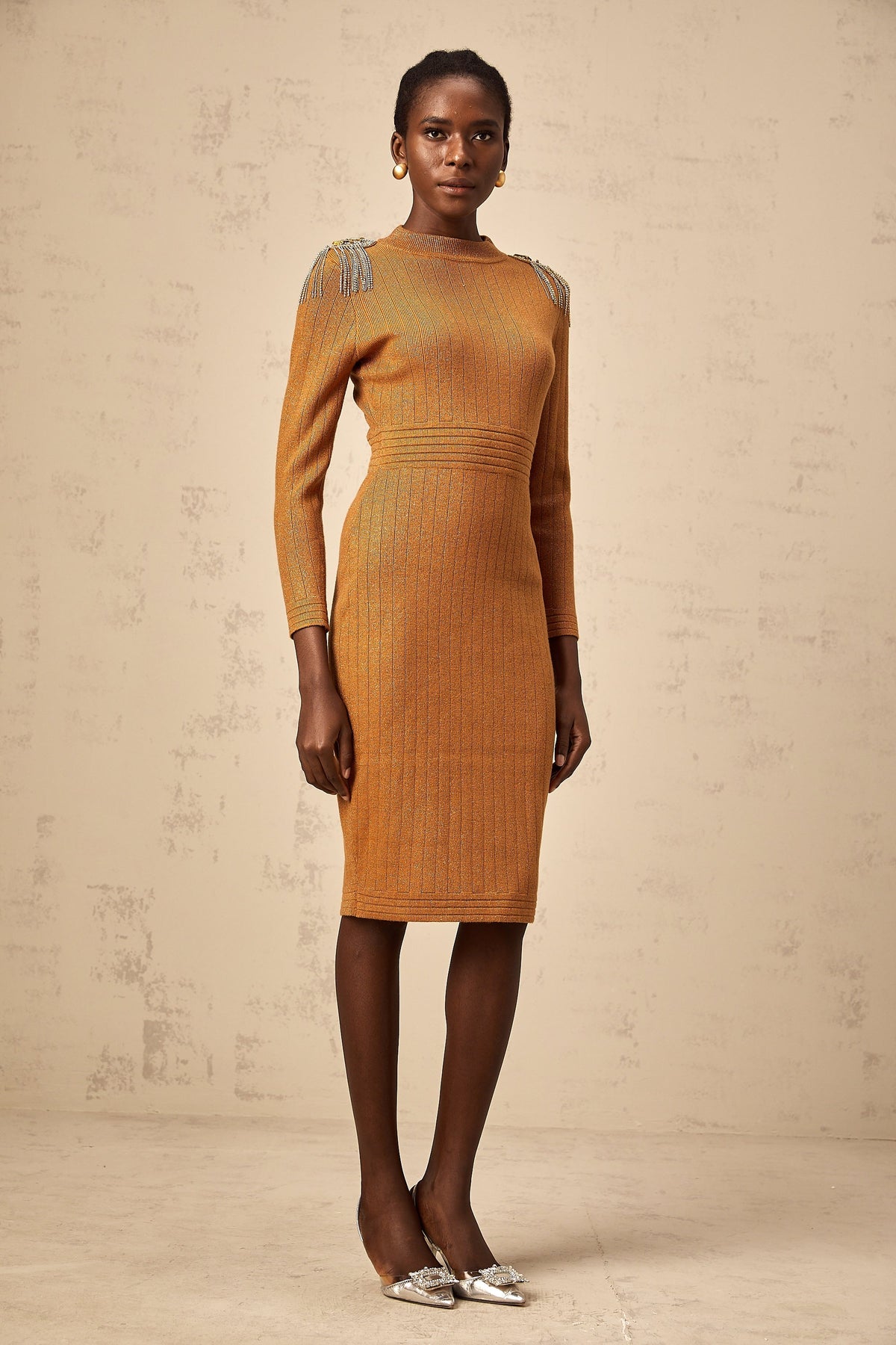 Renata epaulet-design ribbed-knit midi dress (Final Sale-US Only)
