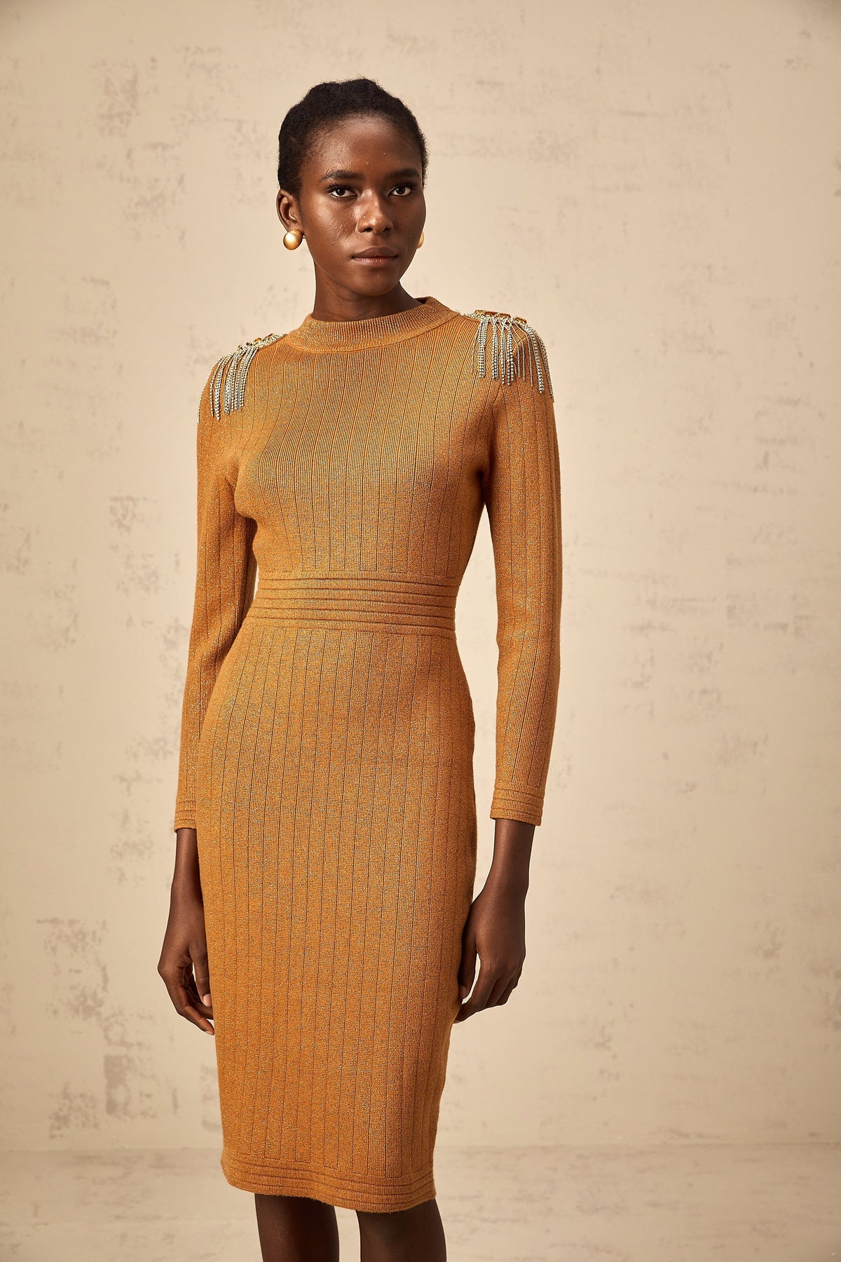 Renata epaulet-design ribbed-knit midi dress (Final Sale-US Only)