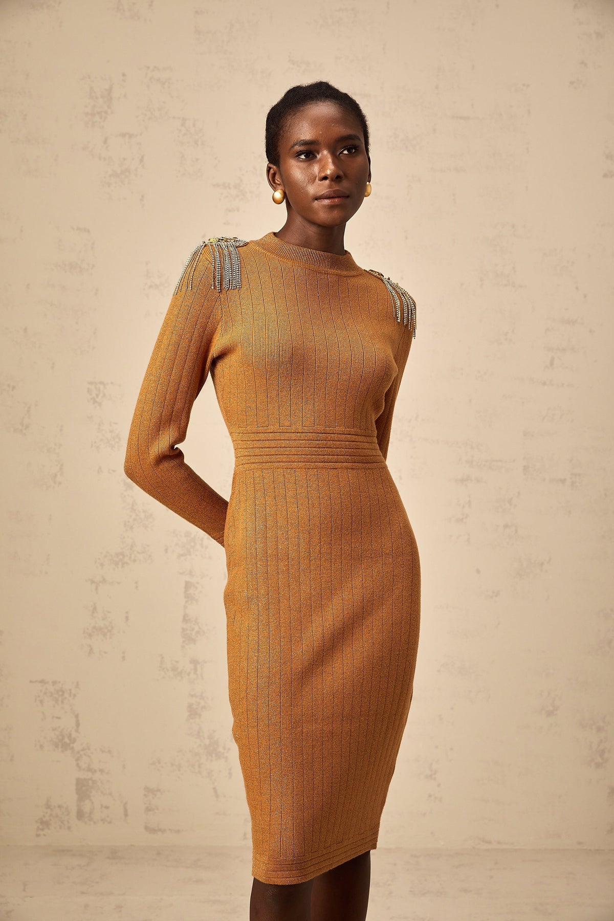 Renata epaulet-design ribbed-knit midi dress (Final Sale-US Only)
