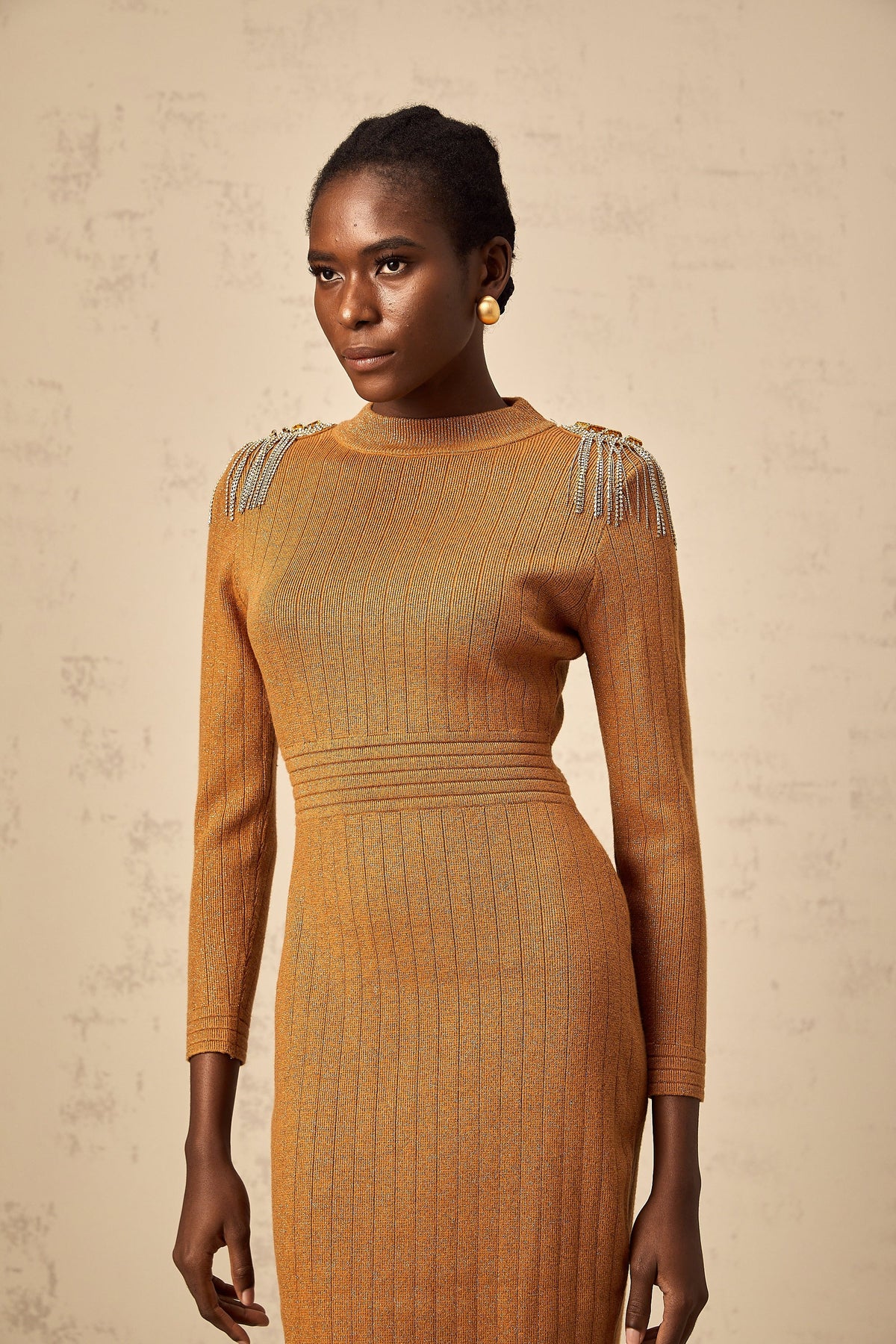 Renata epaulet-design ribbed-knit midi dress (Final Sale-US Only)