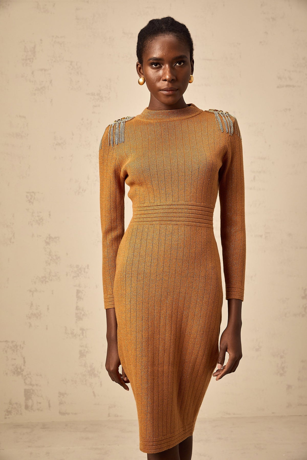 Renata epaulet-design ribbed-knit midi dress (Final Sale-US Only)