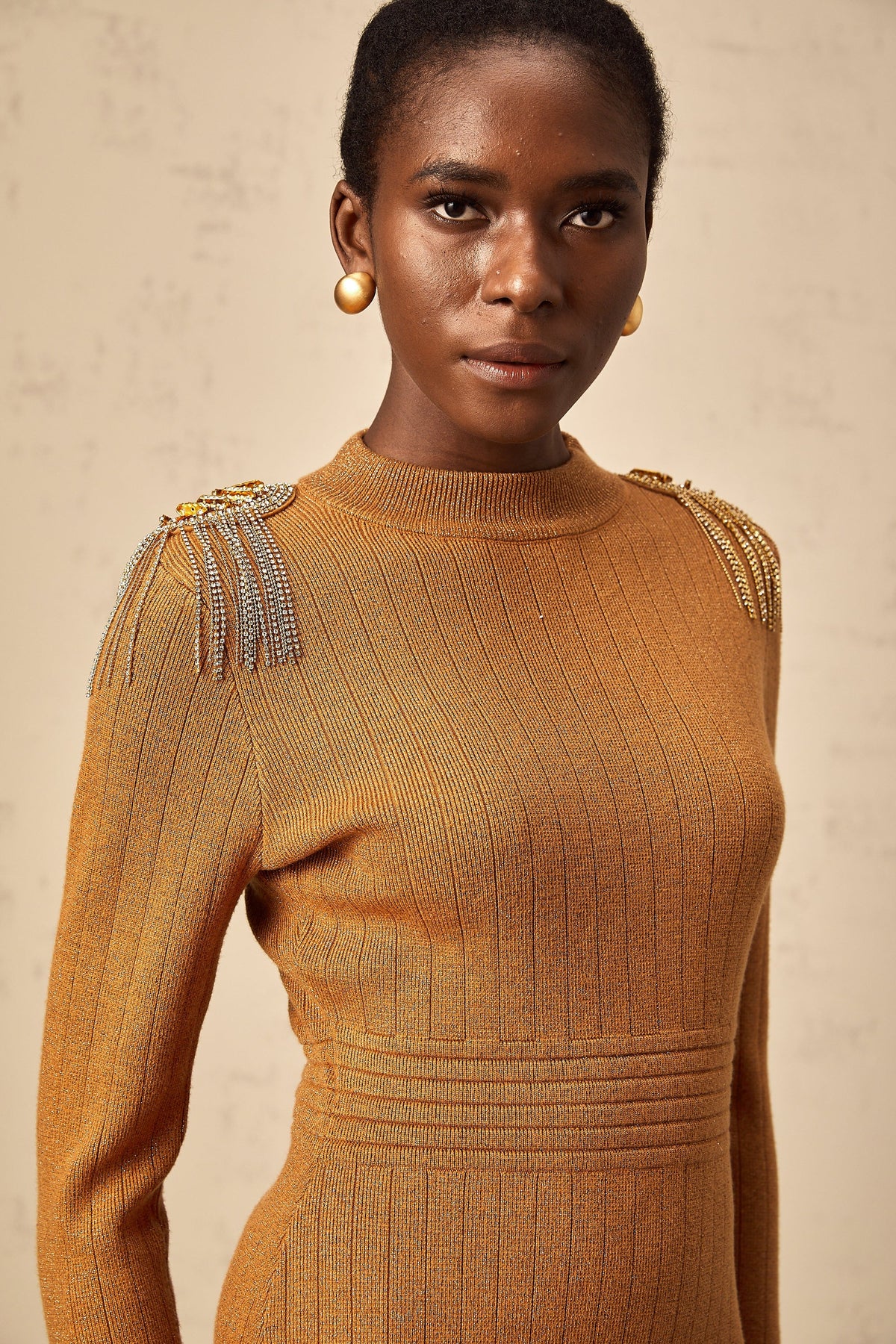 Renata epaulet-design ribbed-knit midi dress (Final Sale-US Only)