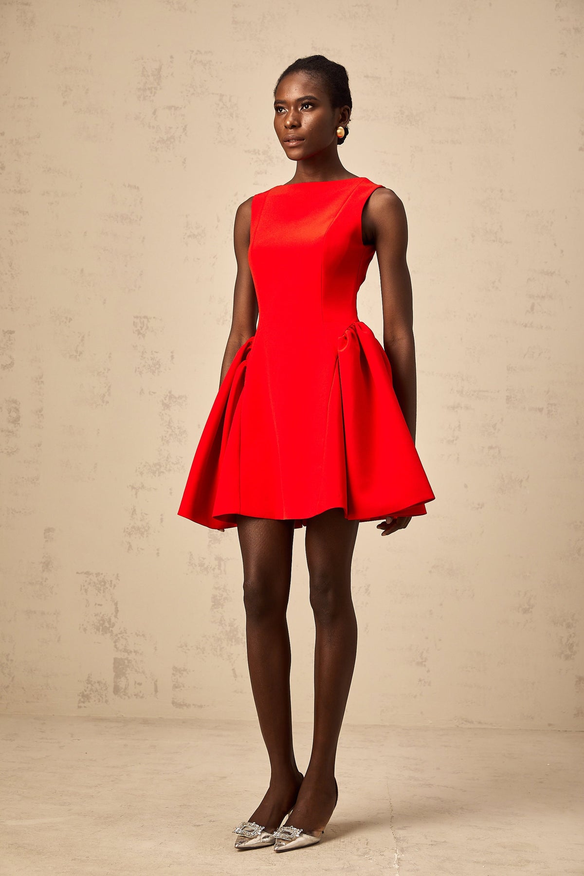 Yulia red sleeveless flared mini dress (Final Sale-US Only)