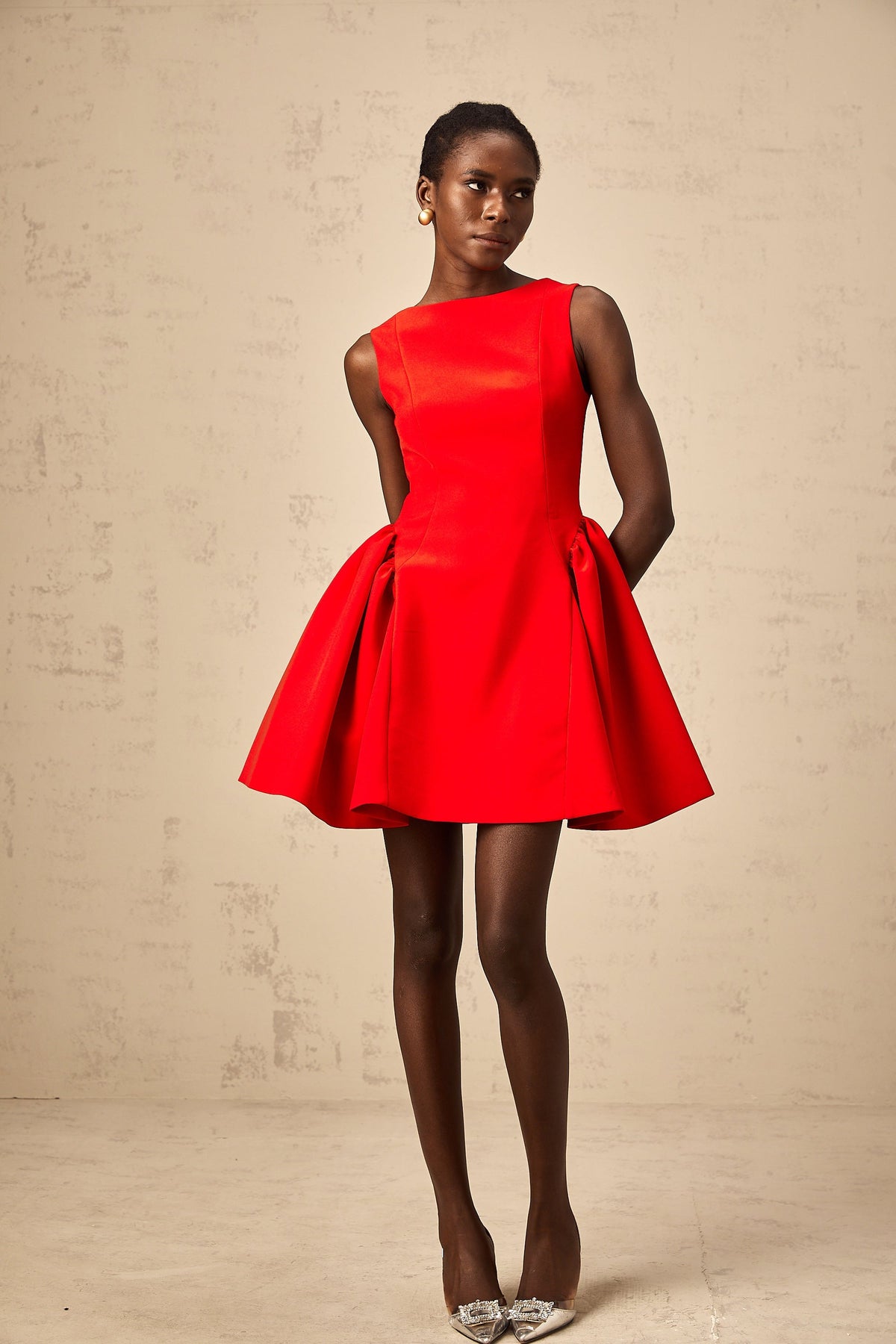 Yulia red sleeveless flared mini dress (Final Sale-US Only)