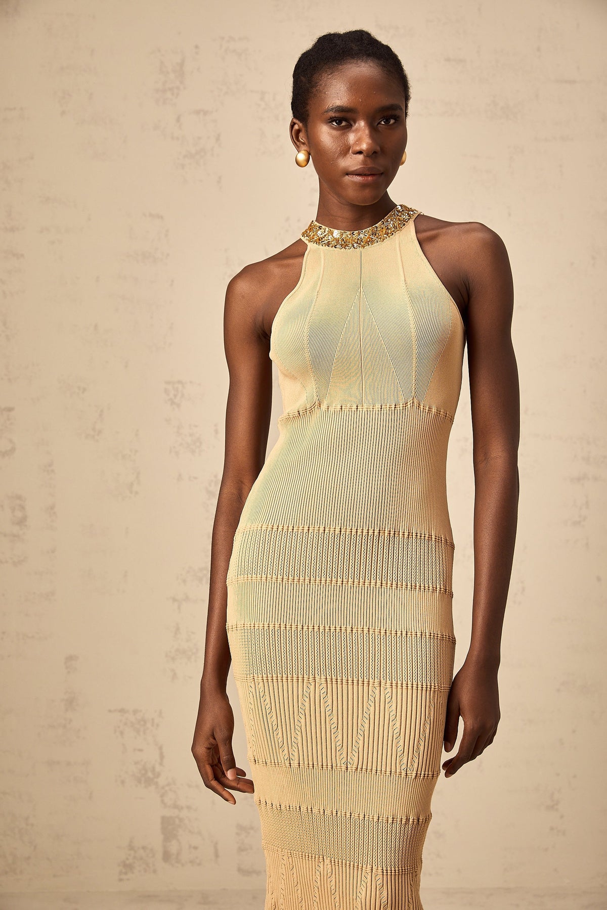 Louise sequined ribbed-knit midi dress