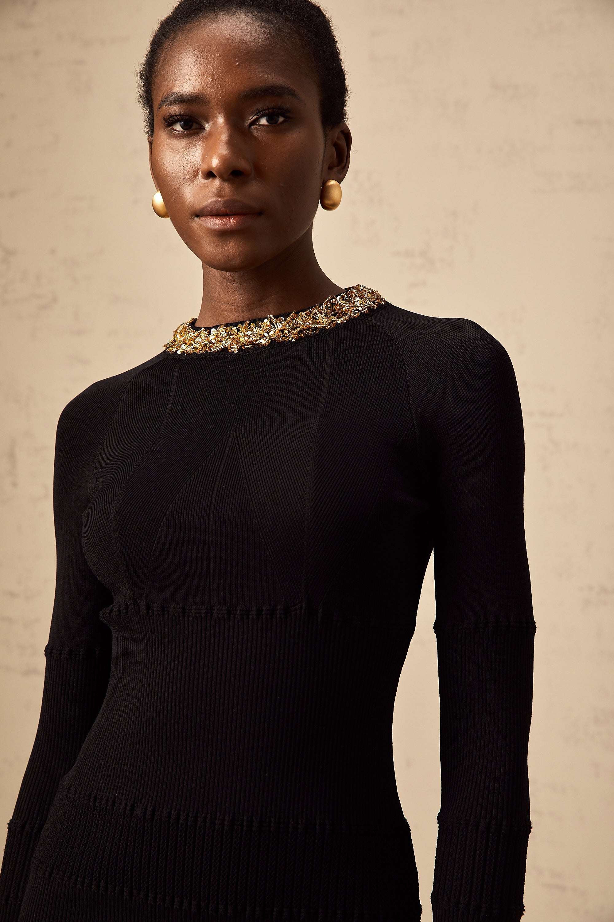 Lola black sequined ribbed-knit mini dress (US Only)