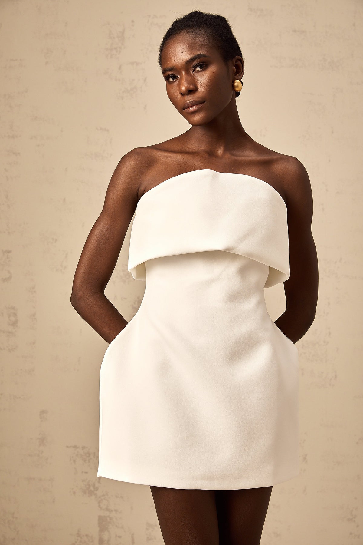 Énora white off-shoulder puff mini dress (Final Sale-US Only)
