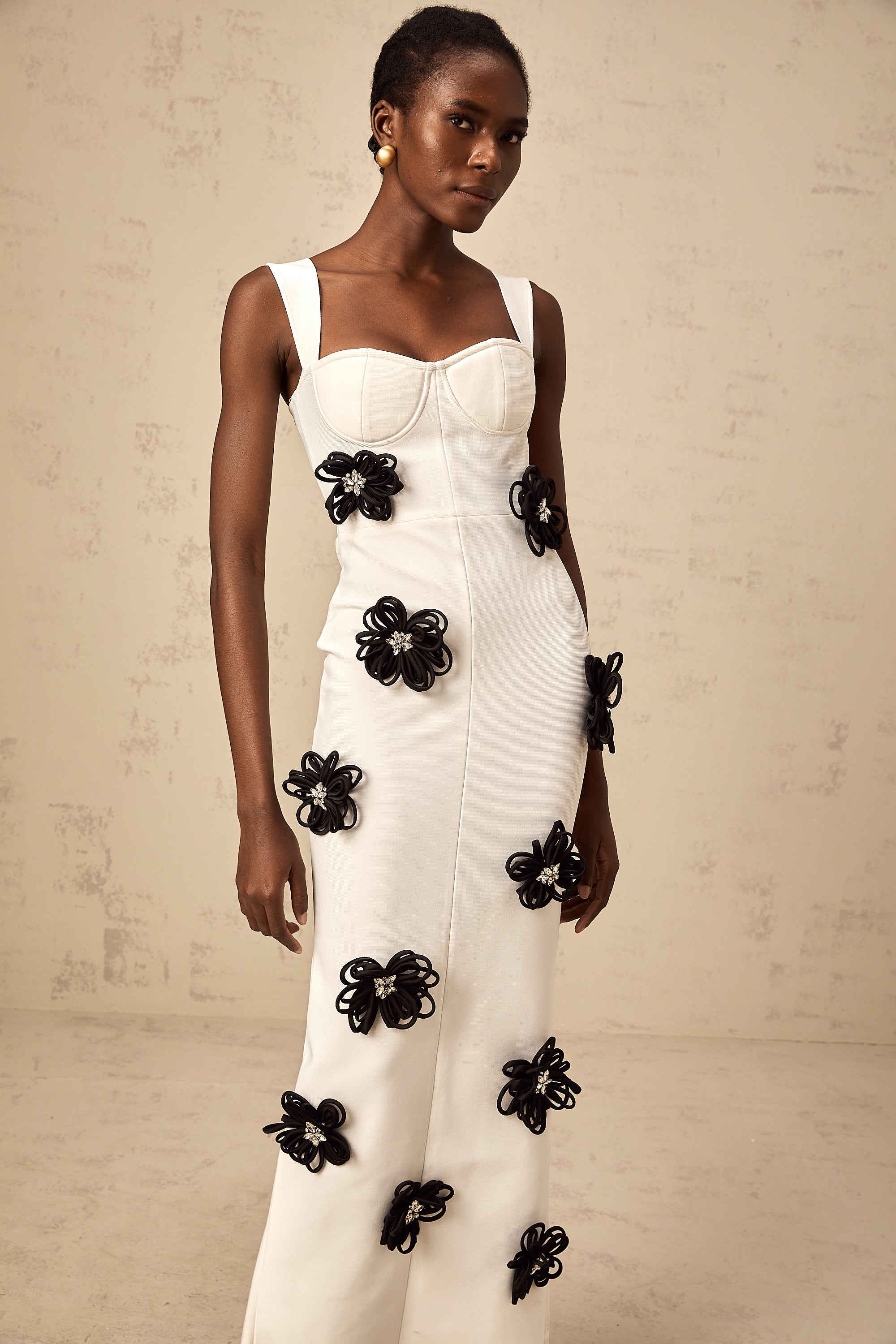 Olivia white floral-appliqué bandage maxi dress (Final Sale-US Only)