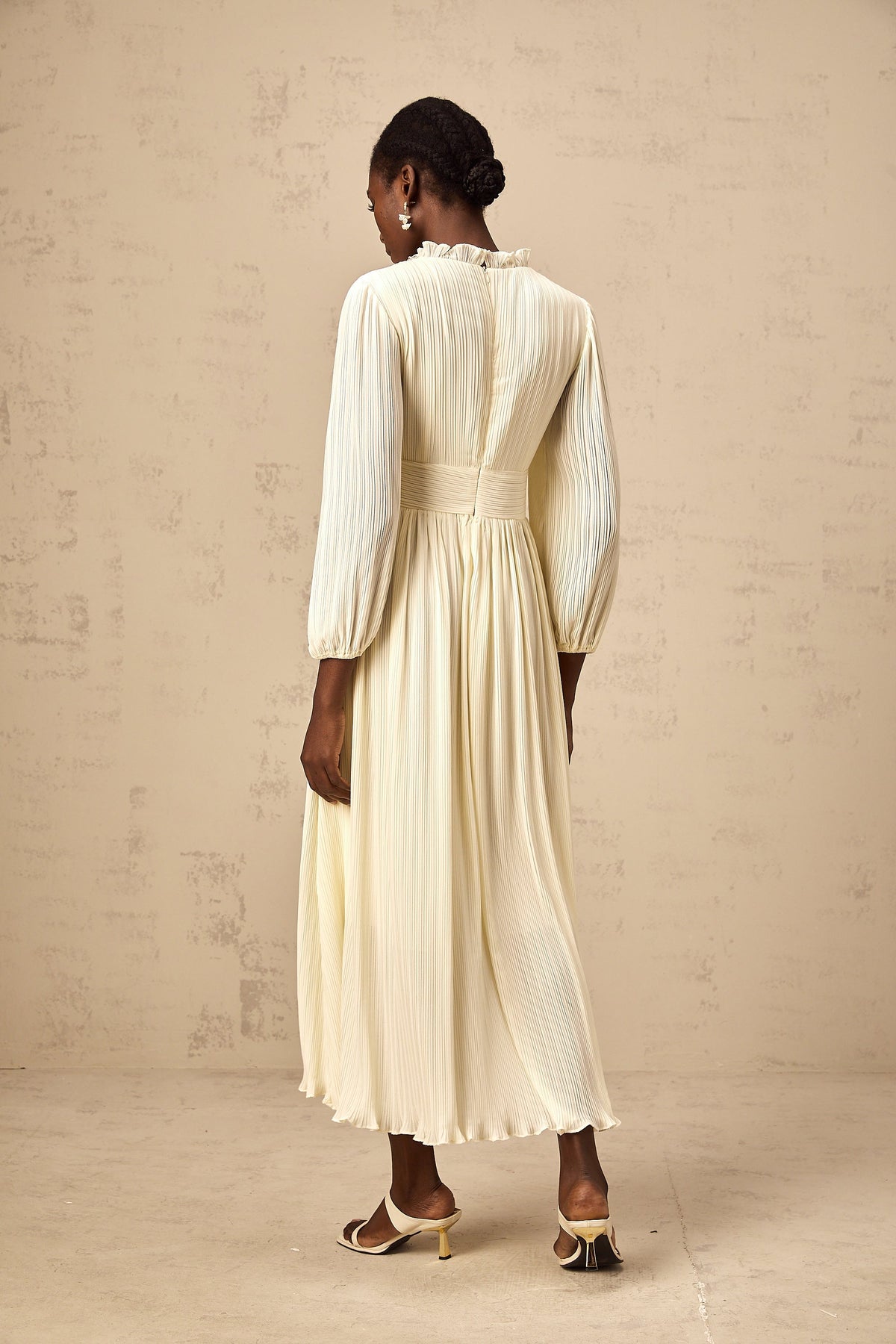 Yana white crystal-trim pleated midi dress (Final Sale-US Only)