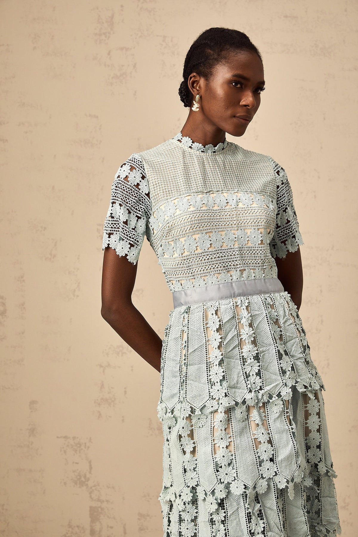 Océane green floral embroidered midi dress (Final Sale-US Only)