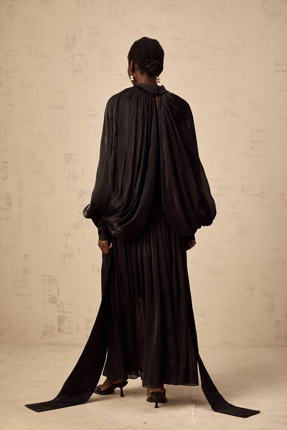 Mila pleated satin maxi dress in Black (Final Sale-US Only)