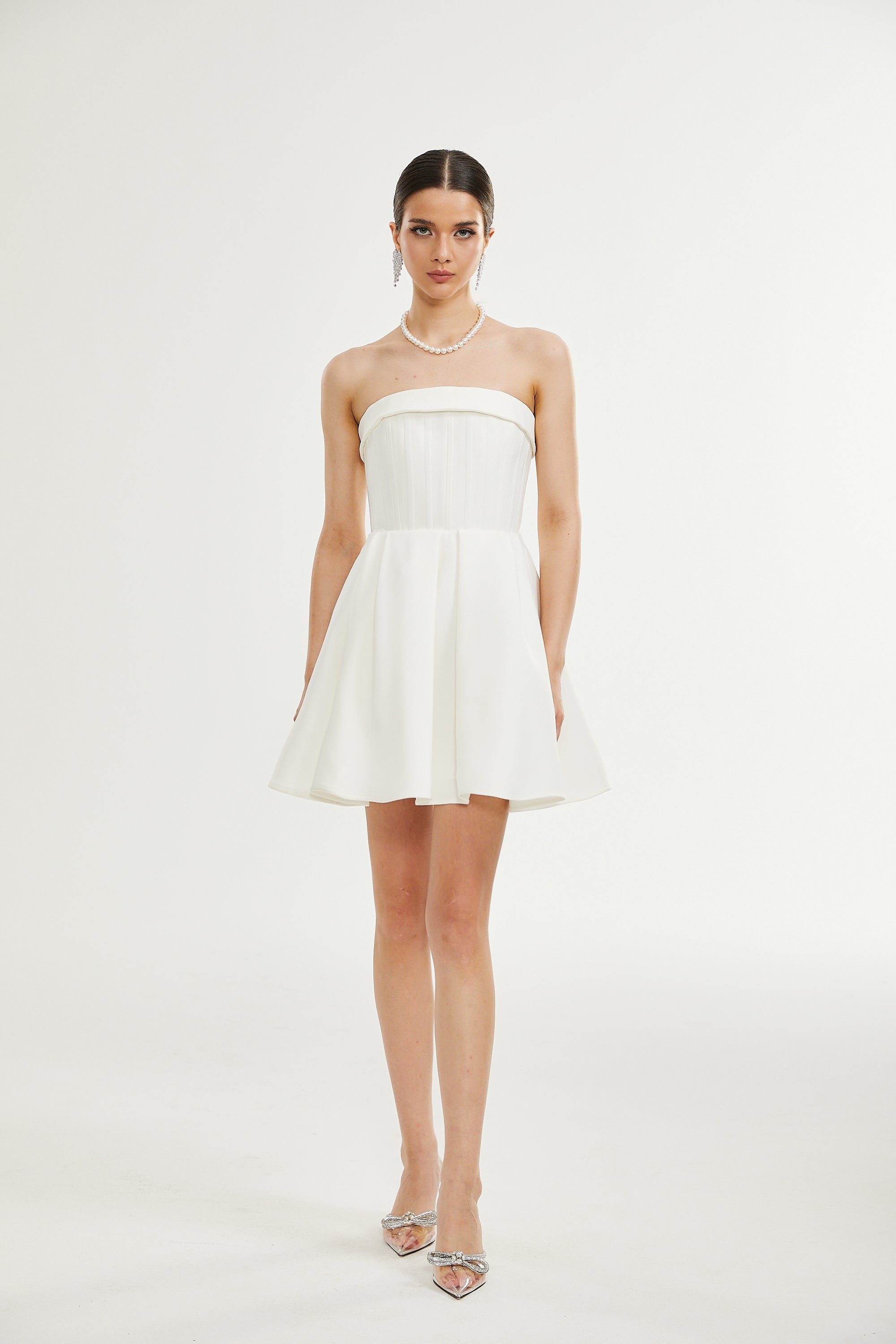 Kyra white off-shoulder flared dress (US Only)