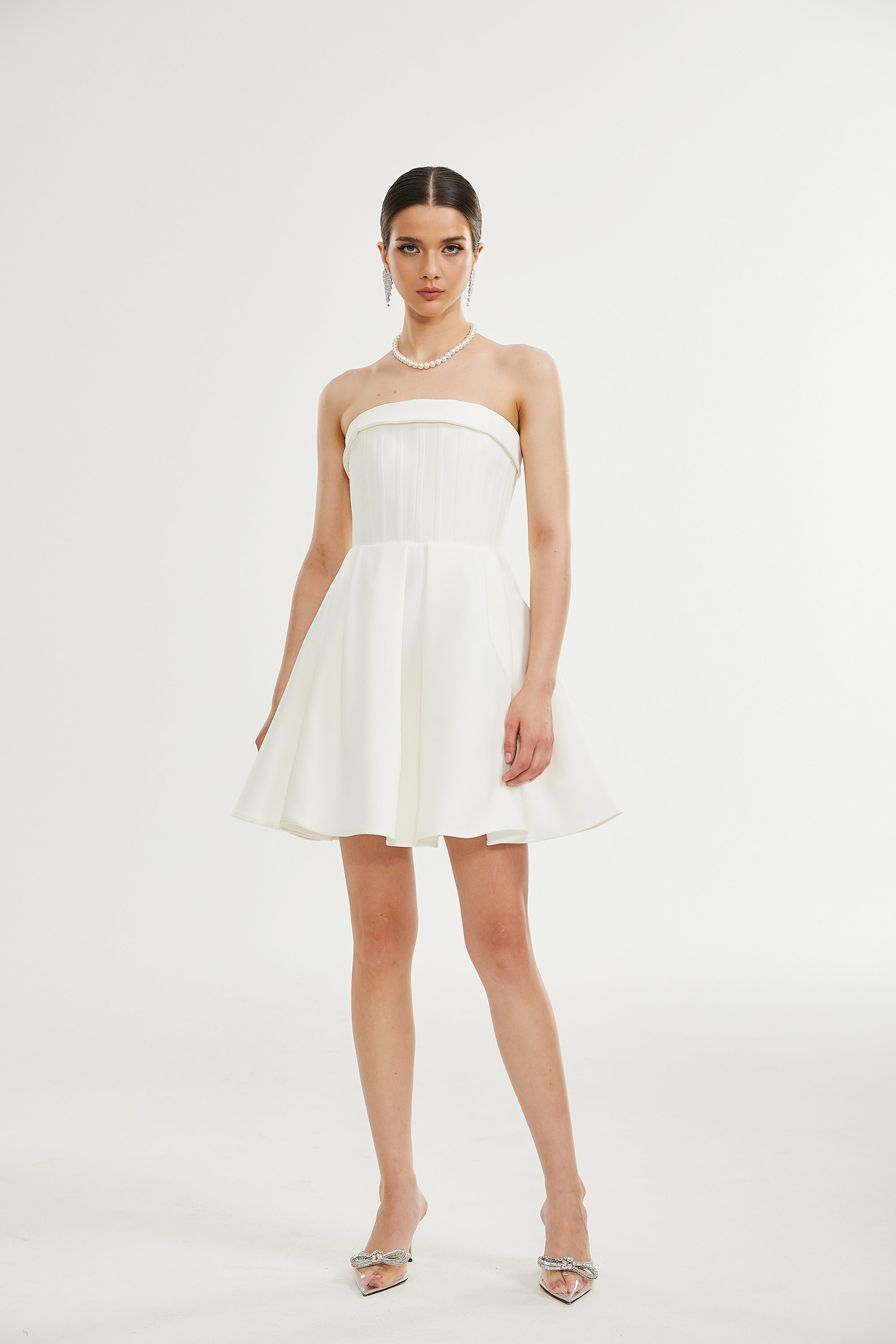 Kyra white off-shoulder flared dress (US Only)