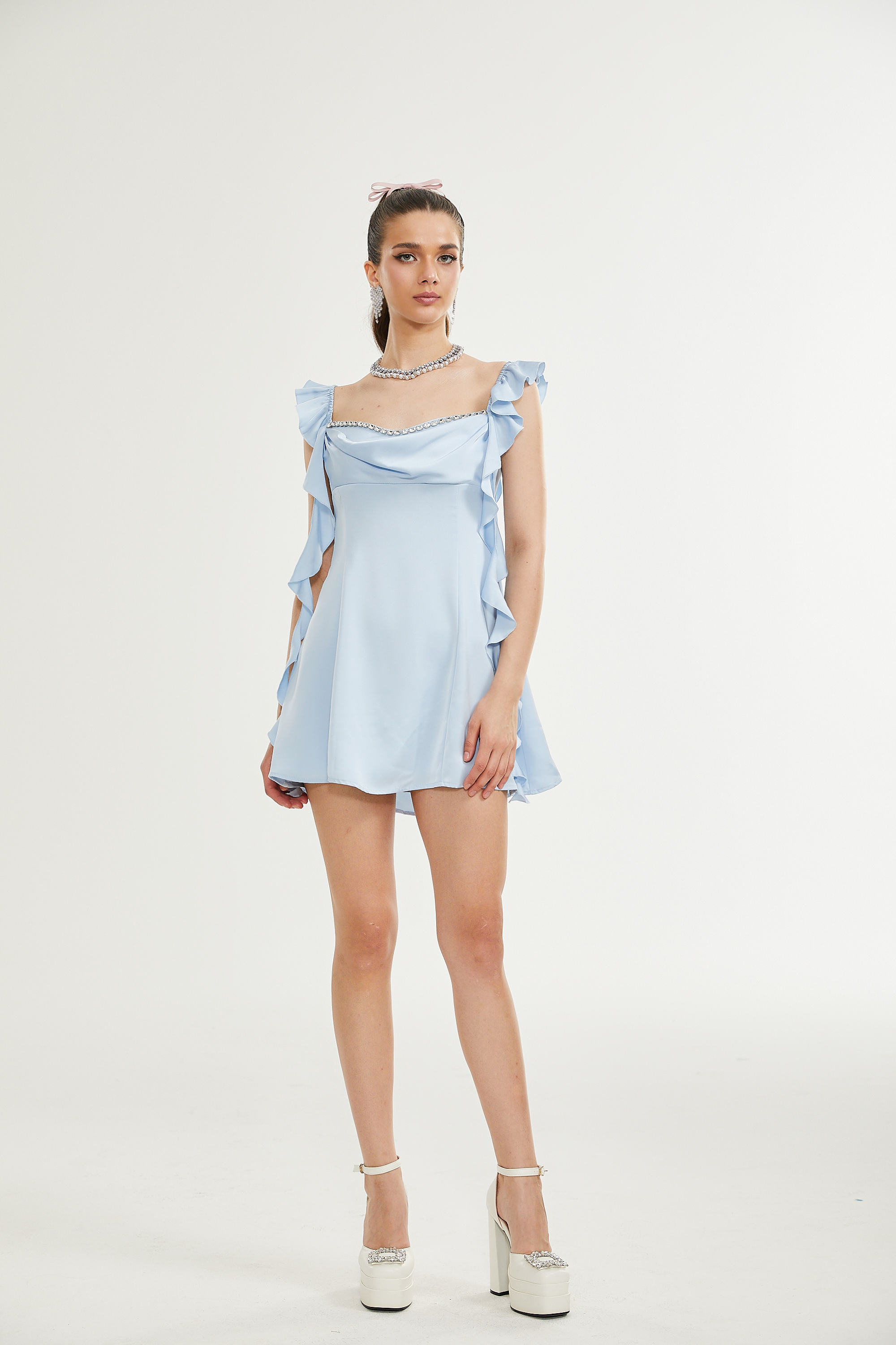 Reno embellished cowl-neck mini dress (US Only)