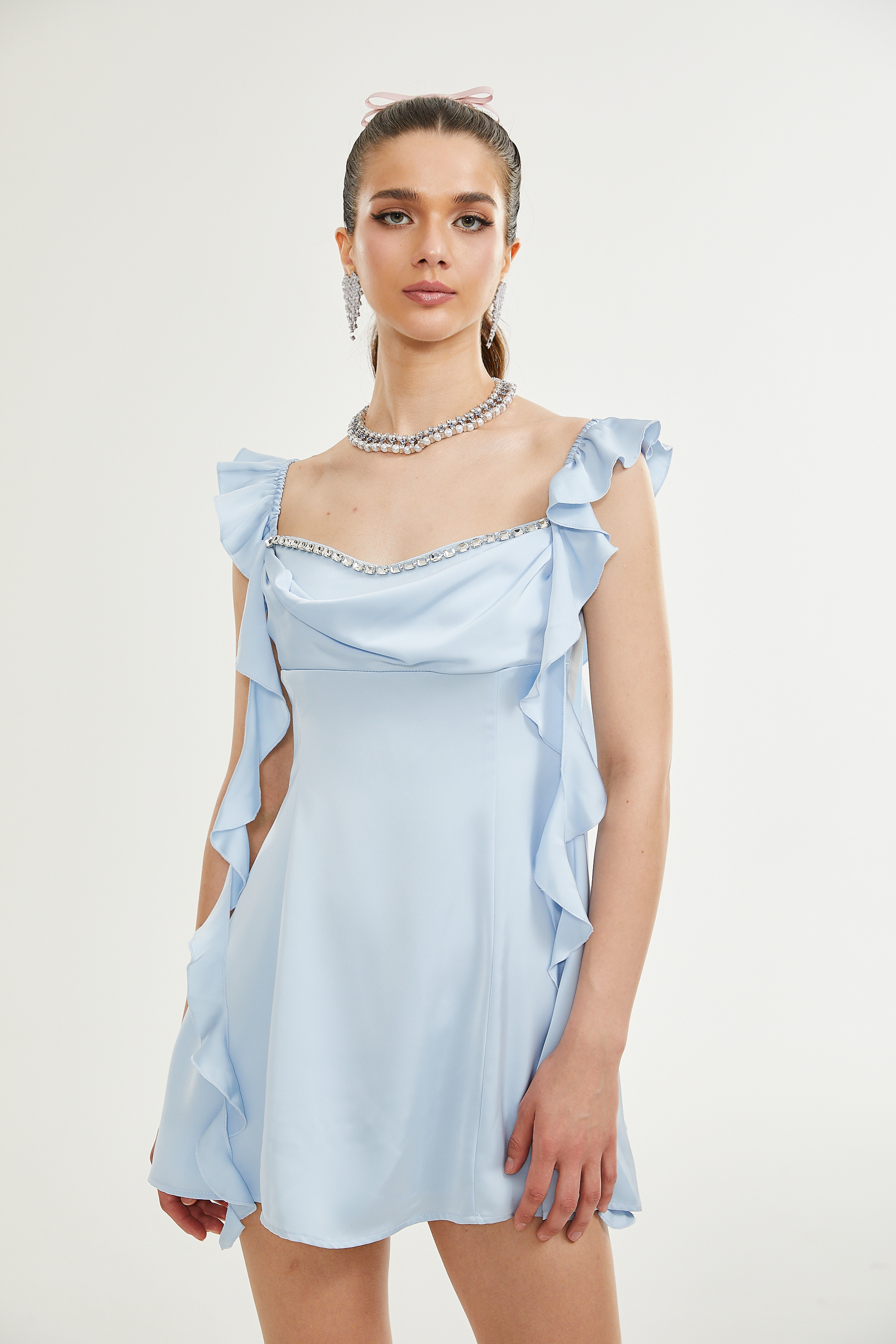 Reno embellished cowl-neck mini dress (US Only)