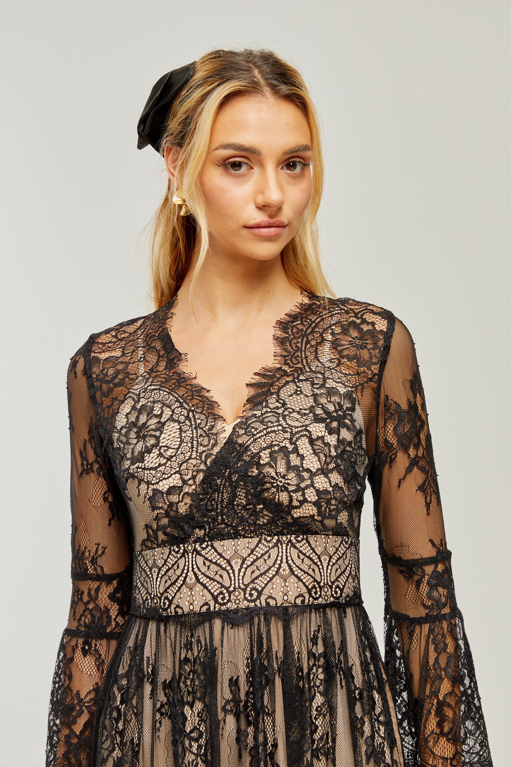 Louise V-neck lace midi dress (US Only)