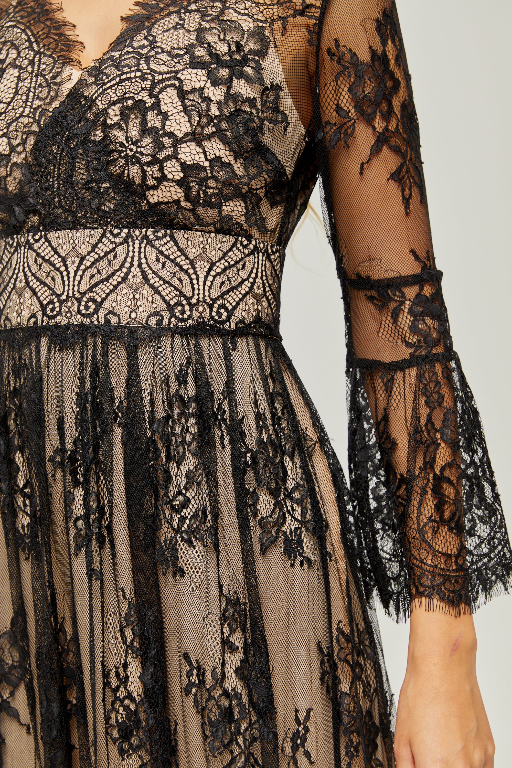 Louise V-neck lace midi dress (US Only)