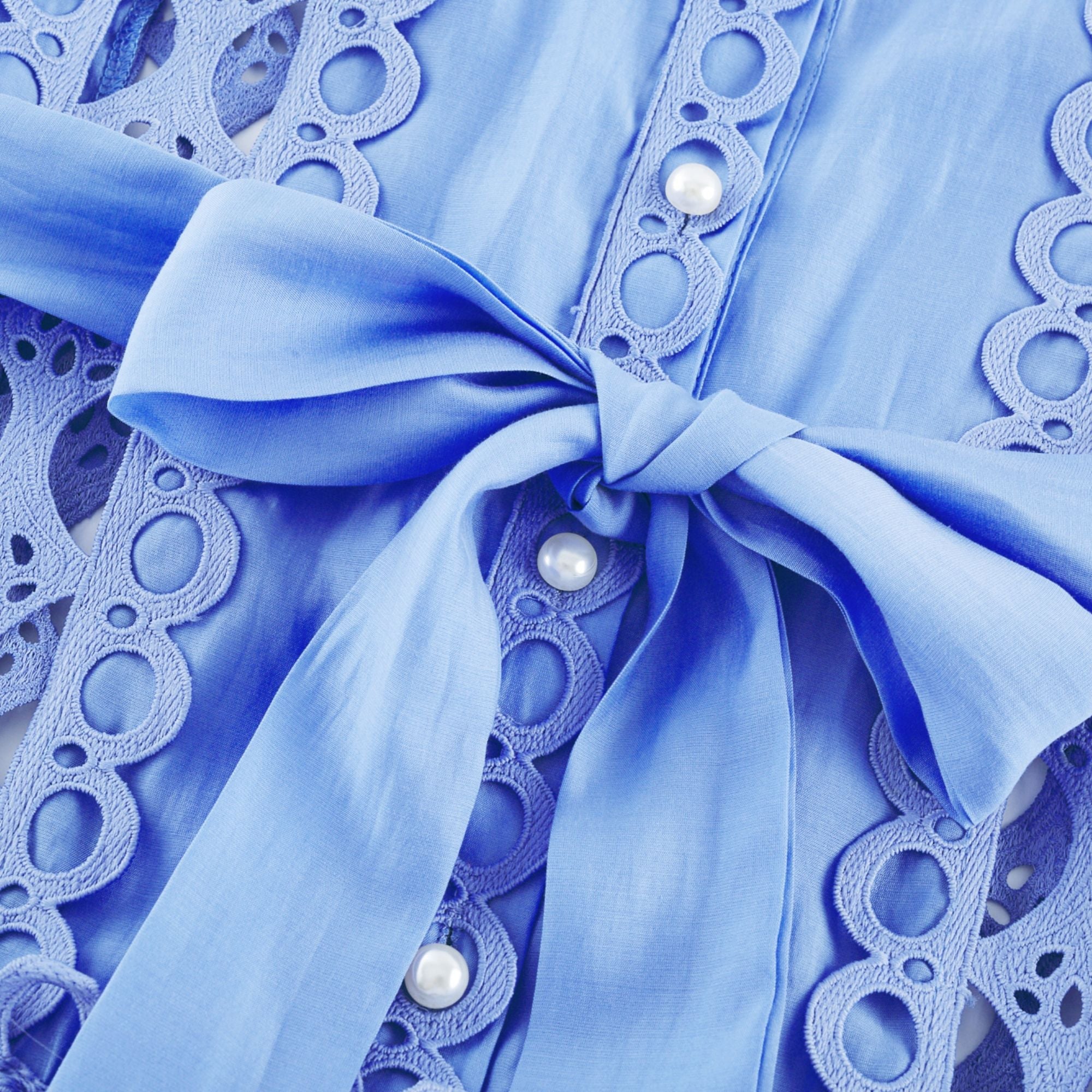 Mireille Blue Cut-out Belted Mini Dress