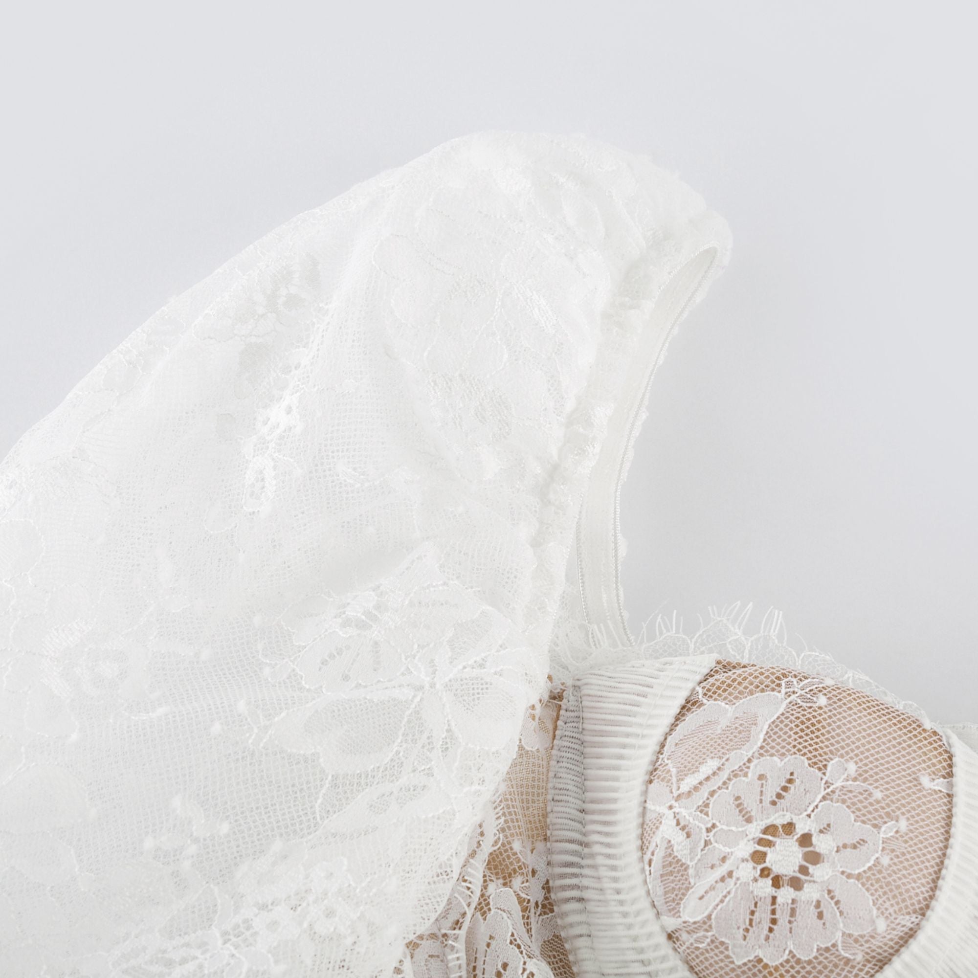 Nadine semi-sheer lace-trim mini dress