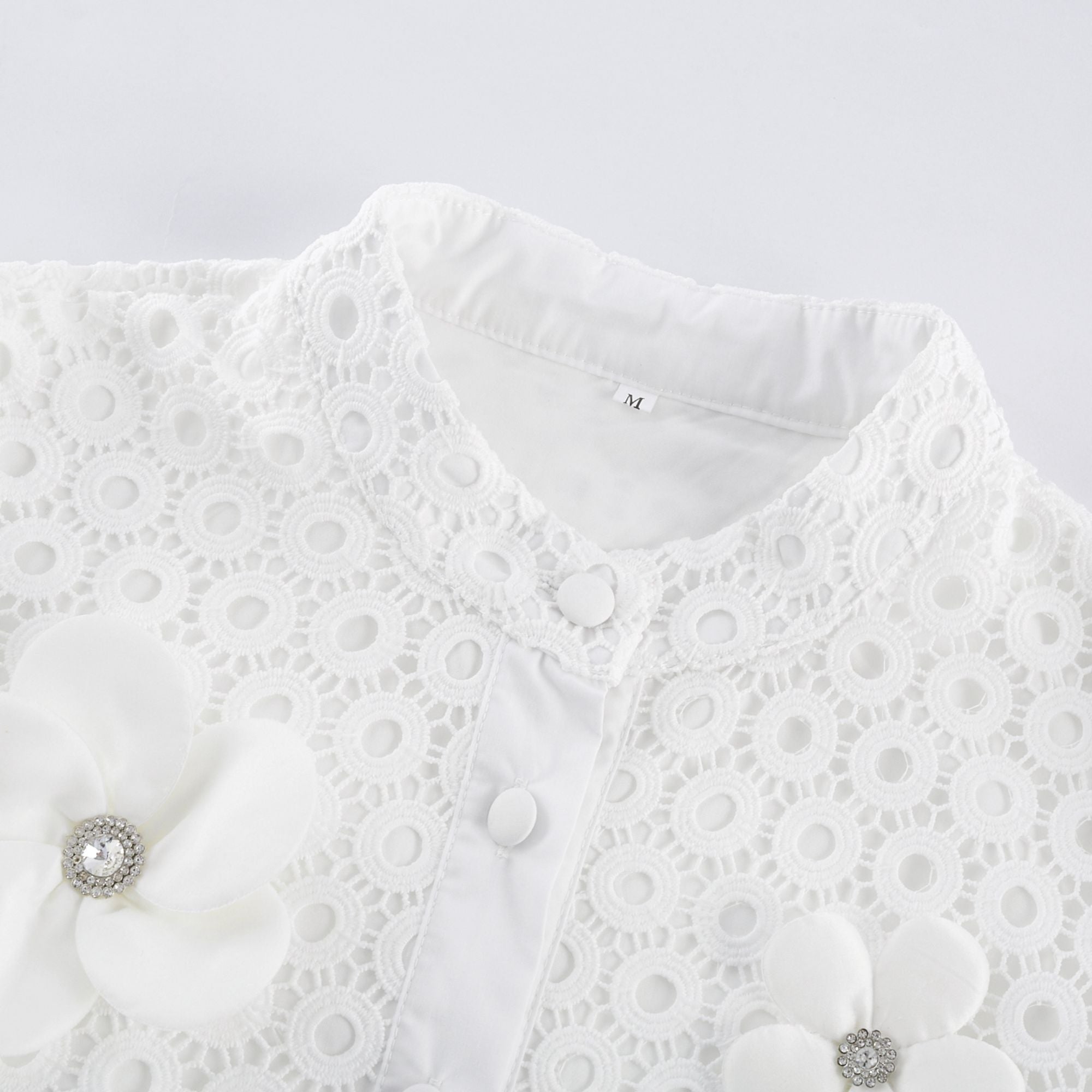 Calla faux-flower cut-out blouse & shorts matching set (Final Sale)