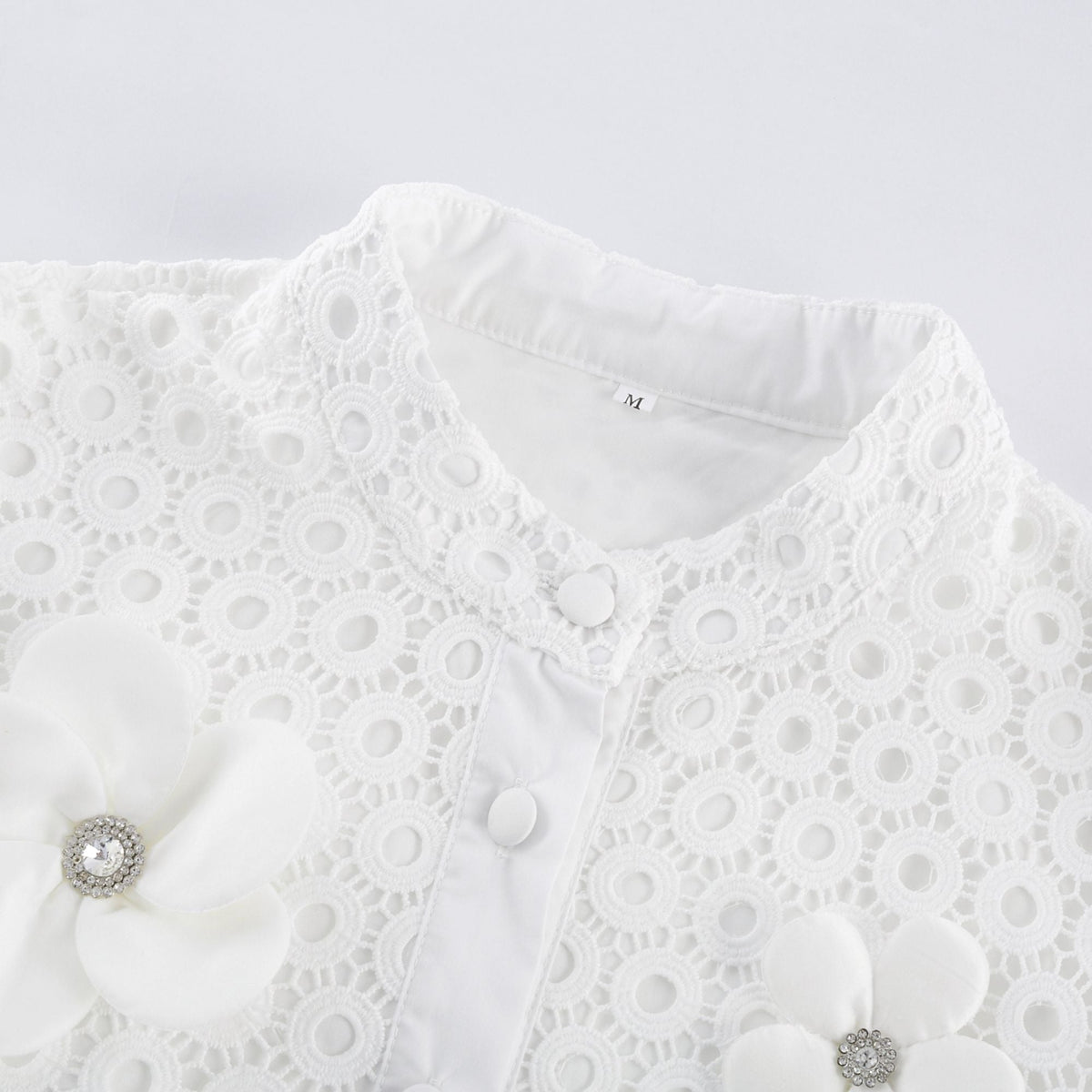 Calla faux-flower cut-out blouse & shorts matching set (Final Sale)