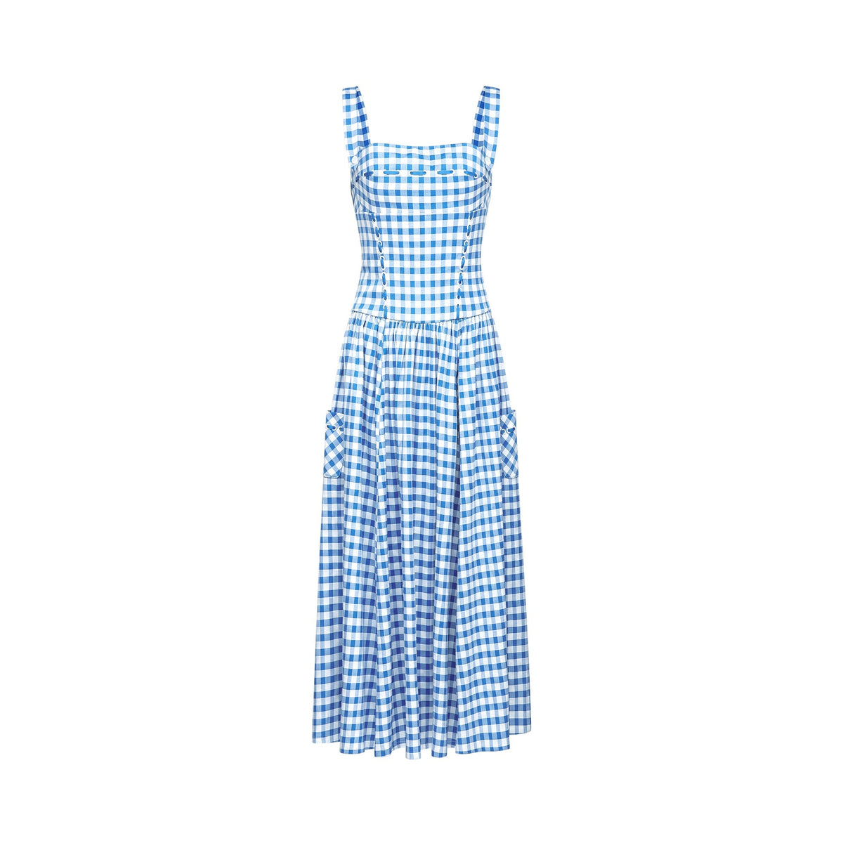 Diane blue gingham midi dress