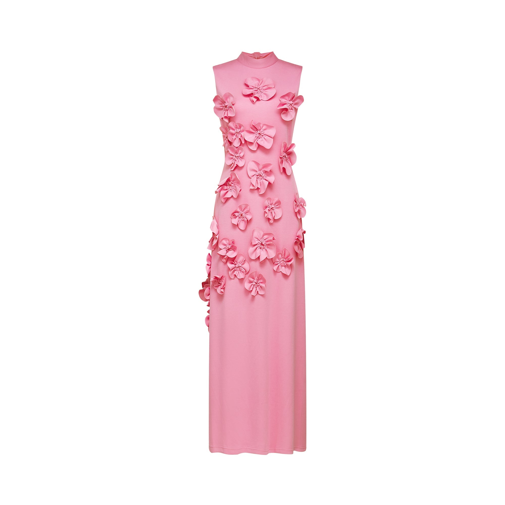 Magali Pink Sleeveless Maxi Dress with Faux Flower & Bow-Tie Embellishment (Final Sale-US Only)