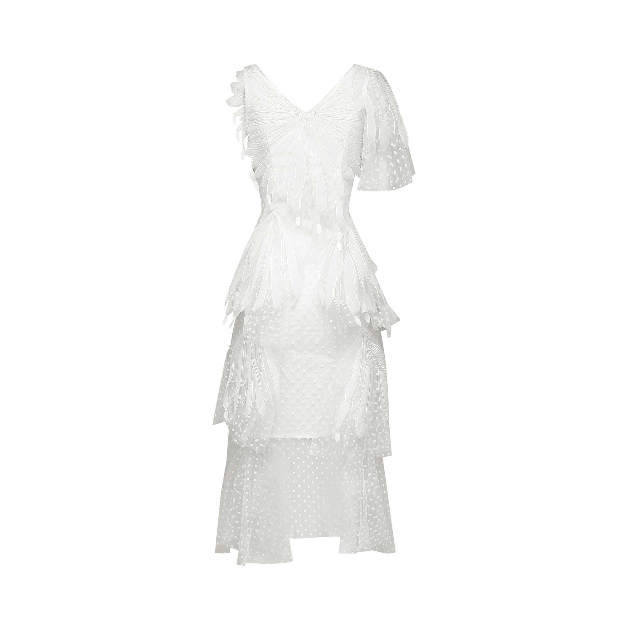 Solène faux-feather pleated midi dress