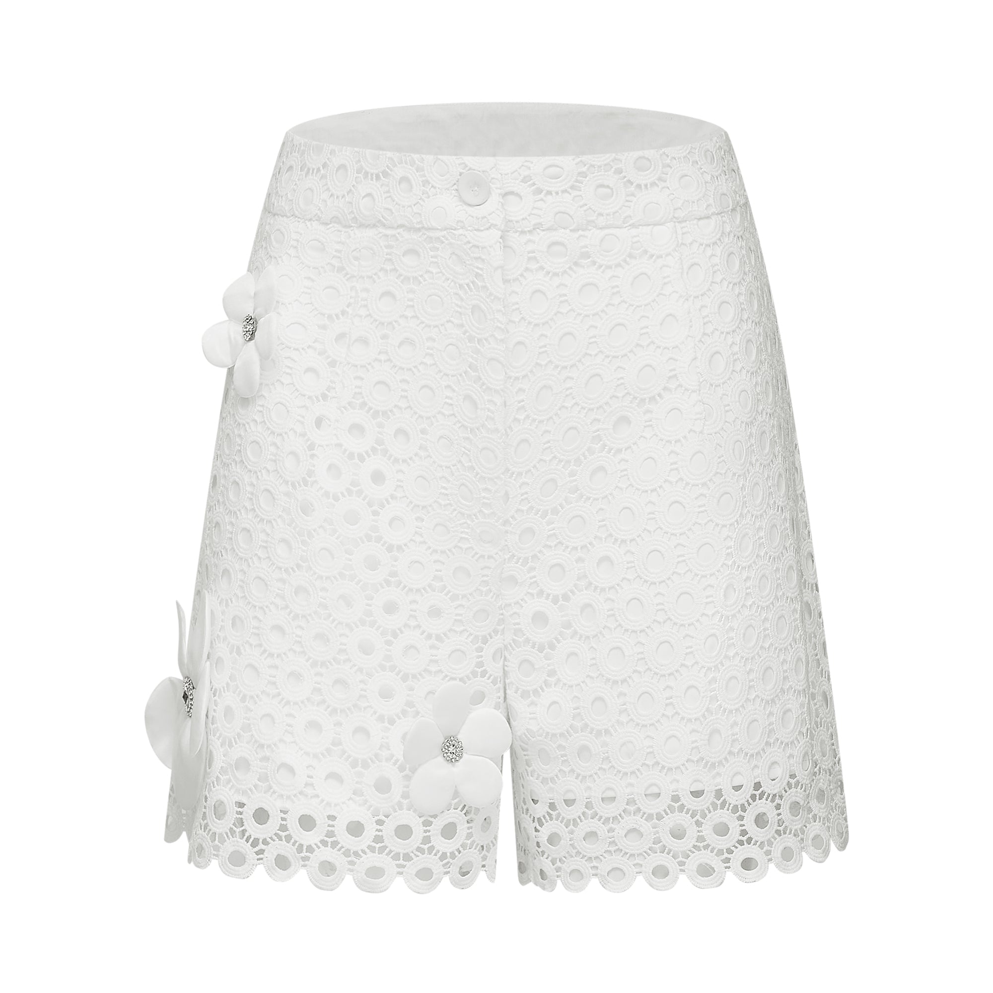 Calla faux-flower cut-out blouse & shorts matching set (Final Sale)