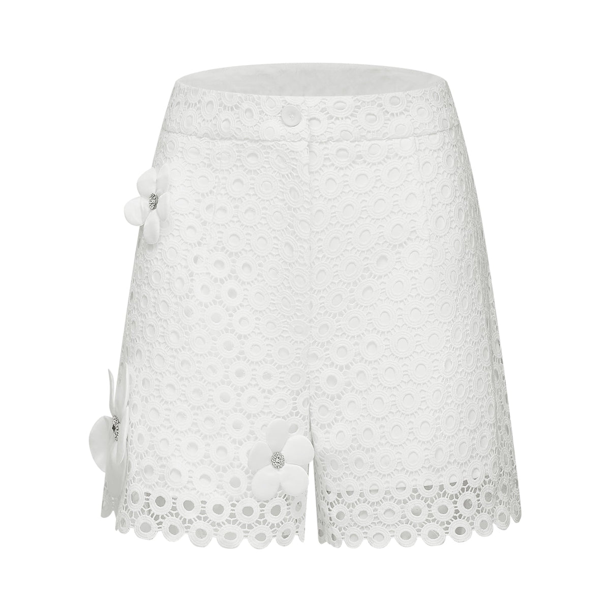 Calla faux-flower cut-out blouse & shorts matching set (Final Sale)