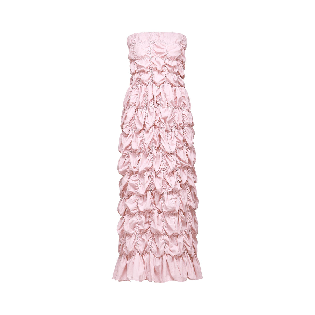 Aurore puffed pleated midi dress - Pink