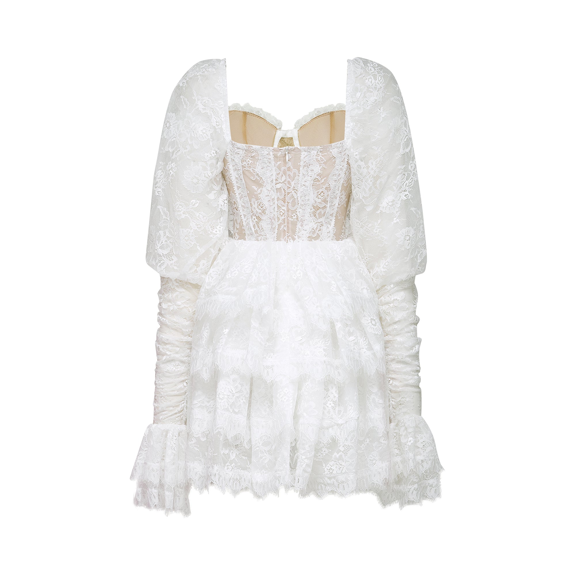 Nadine semi-sheer lace-trim mini dress