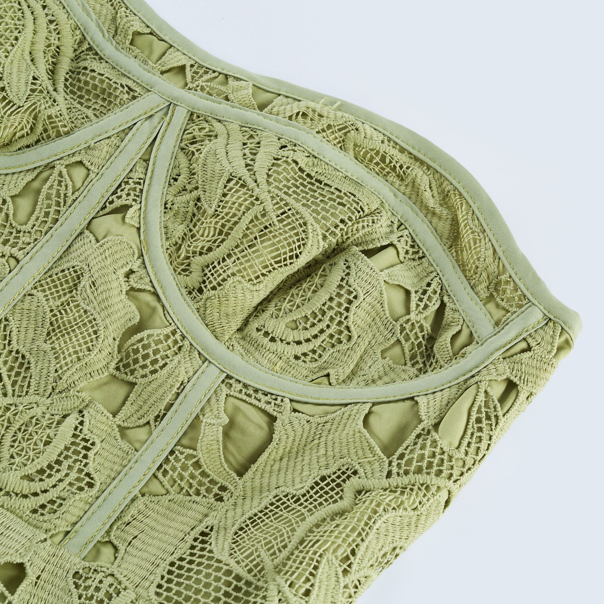 Inès lace floral embroidered cut-out midi dress in Green (Final Sale-US Only)