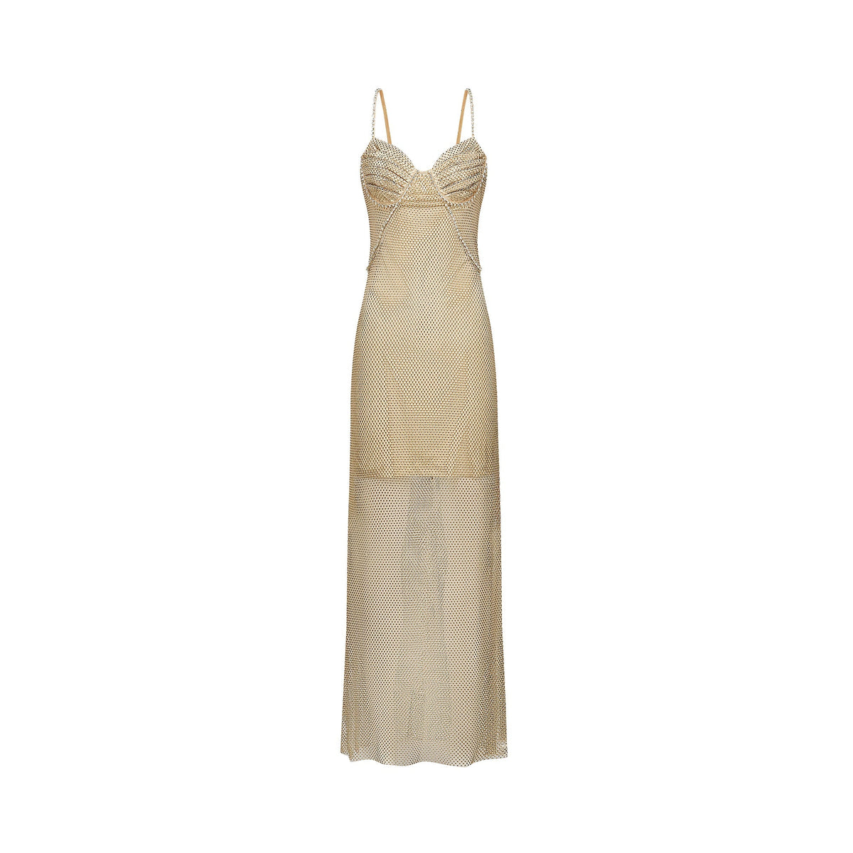 Delphine crystal-embellished gold midi dress