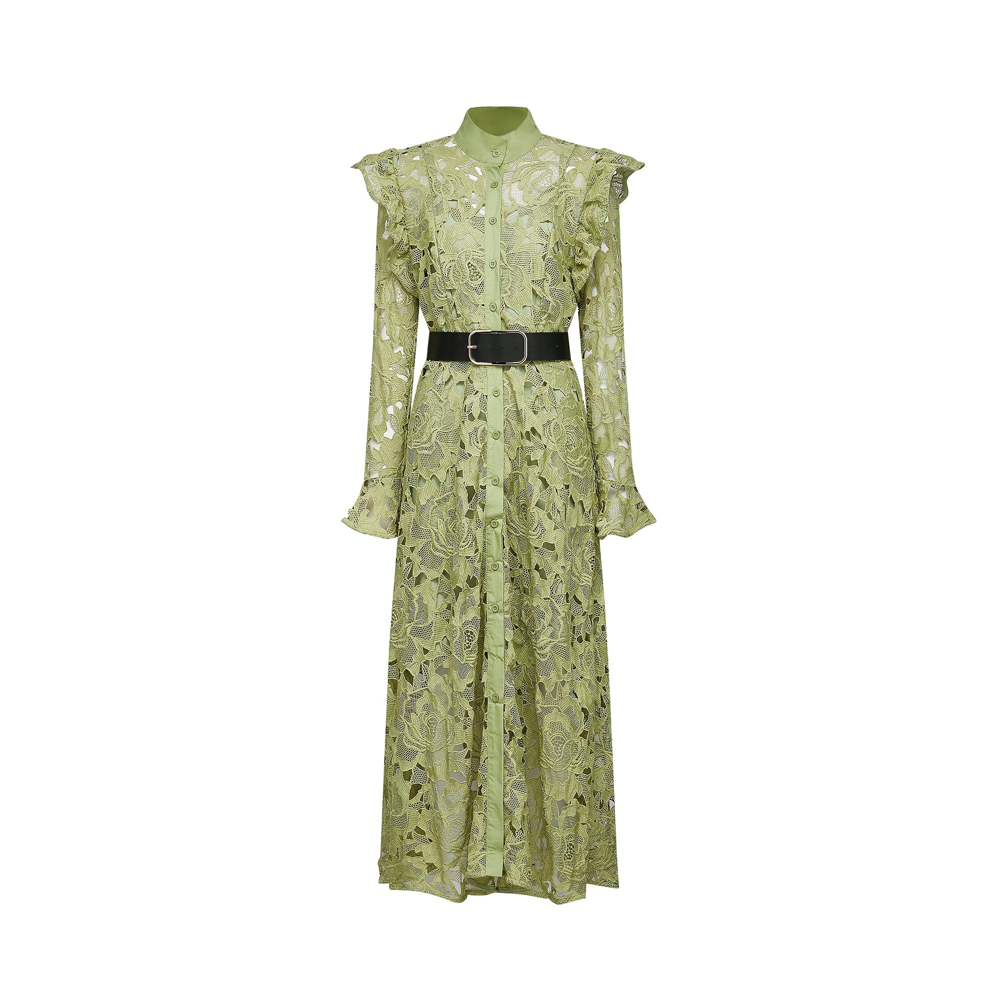 Noémie floral-embroidered midi dress in Green (US Only)