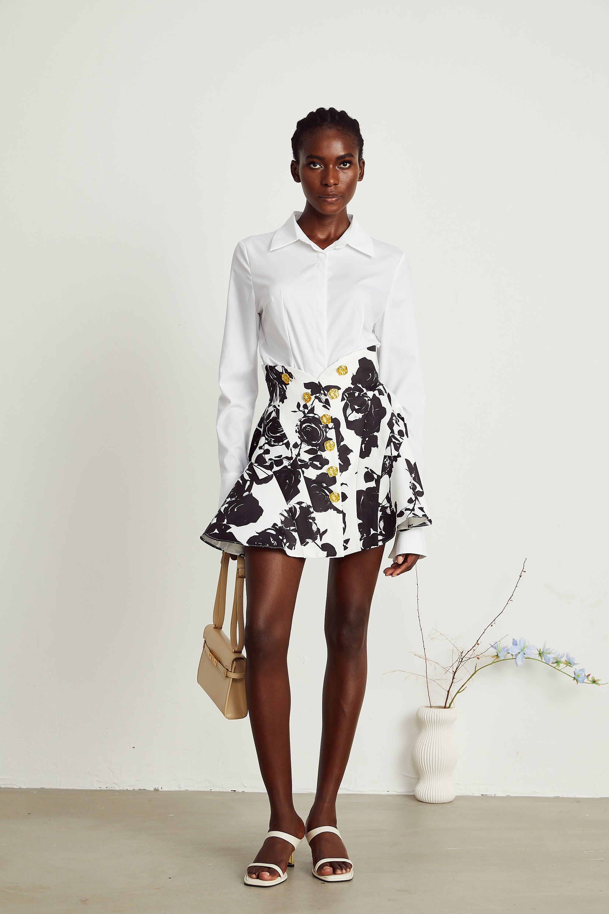 Léonor floral-print shirt & skirt matching set (US Only)