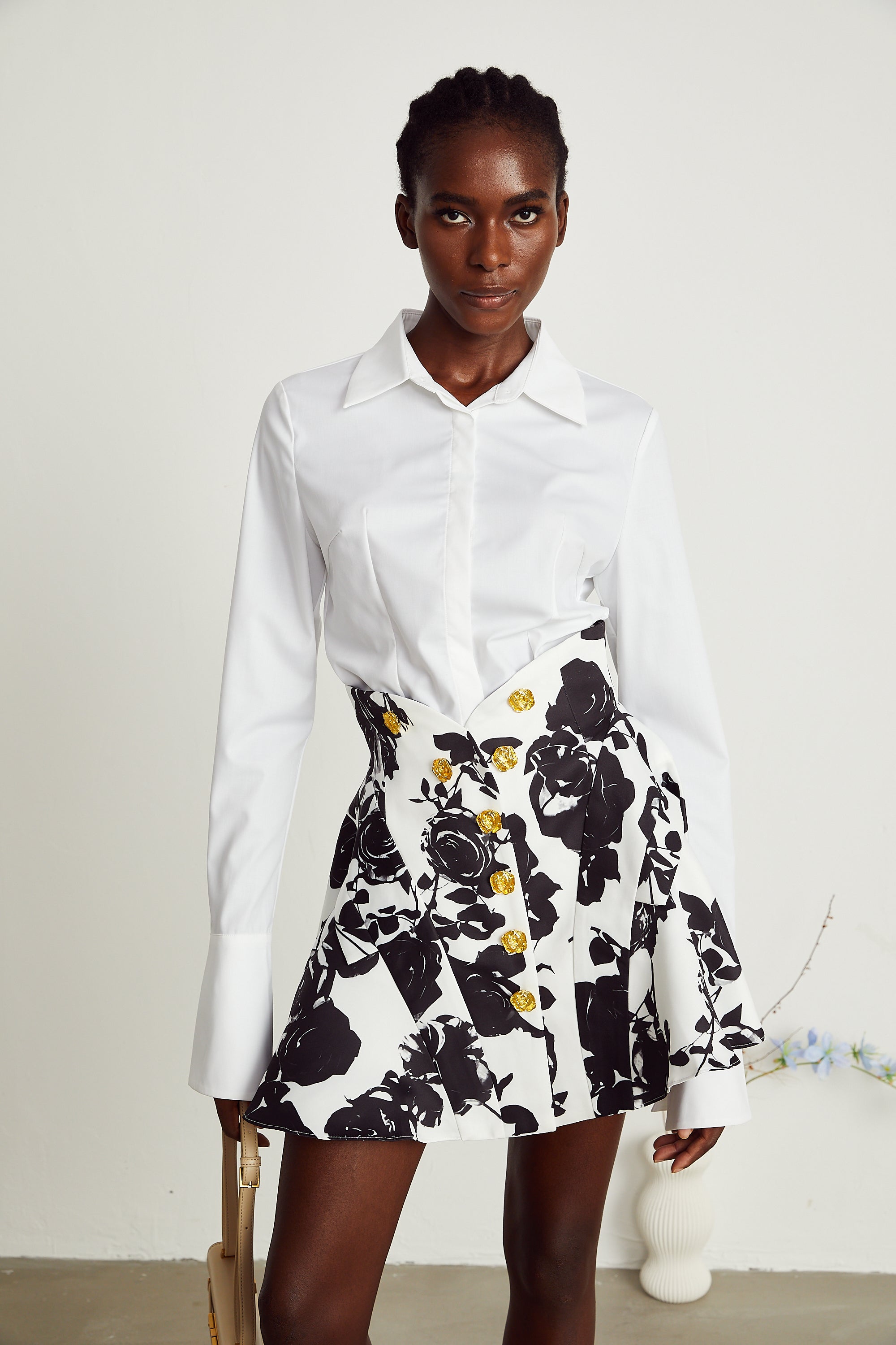 Léonor floral-print shirt & skirt matching set (US Only)