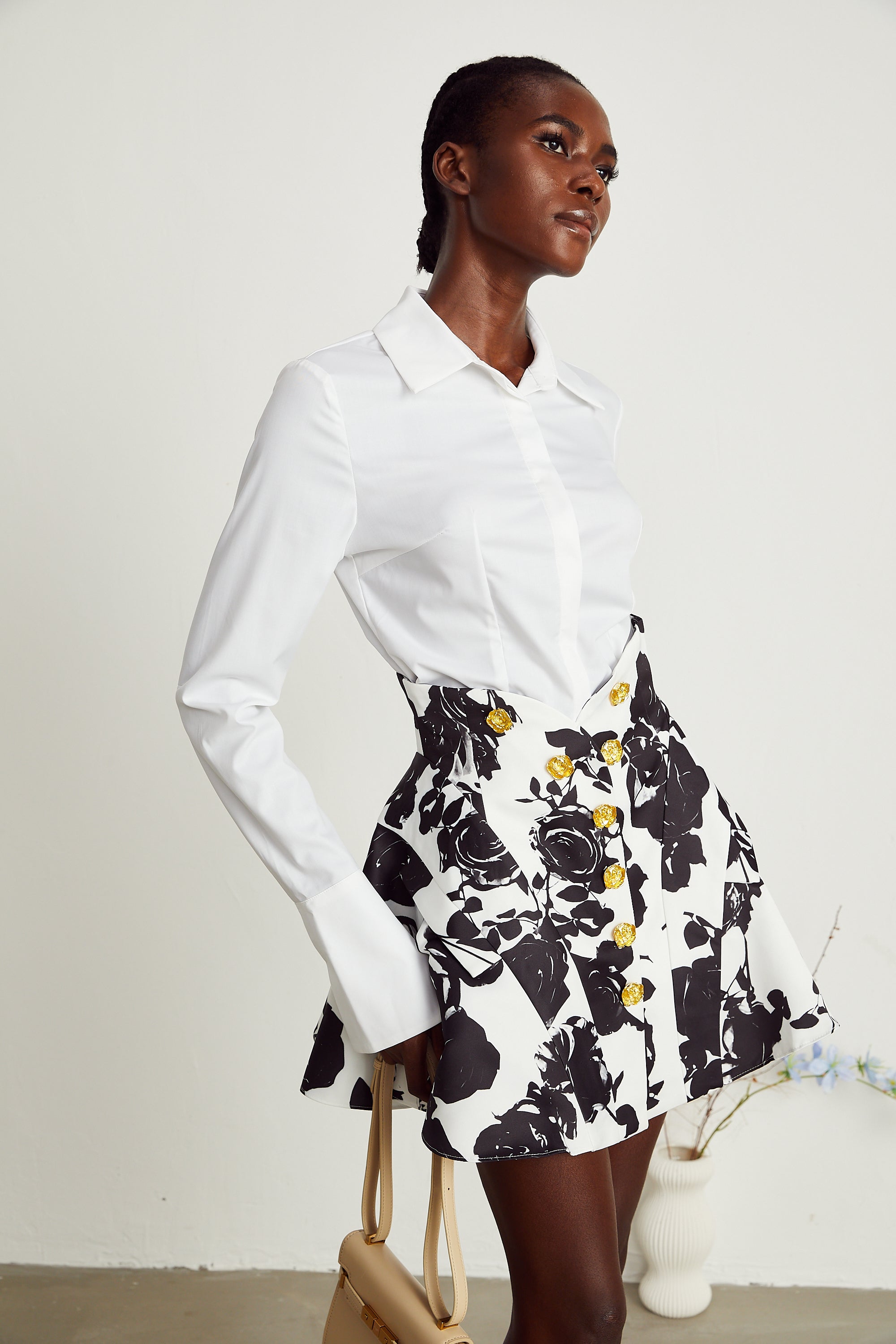 Léonor floral-print shirt & skirt matching set (US Only)