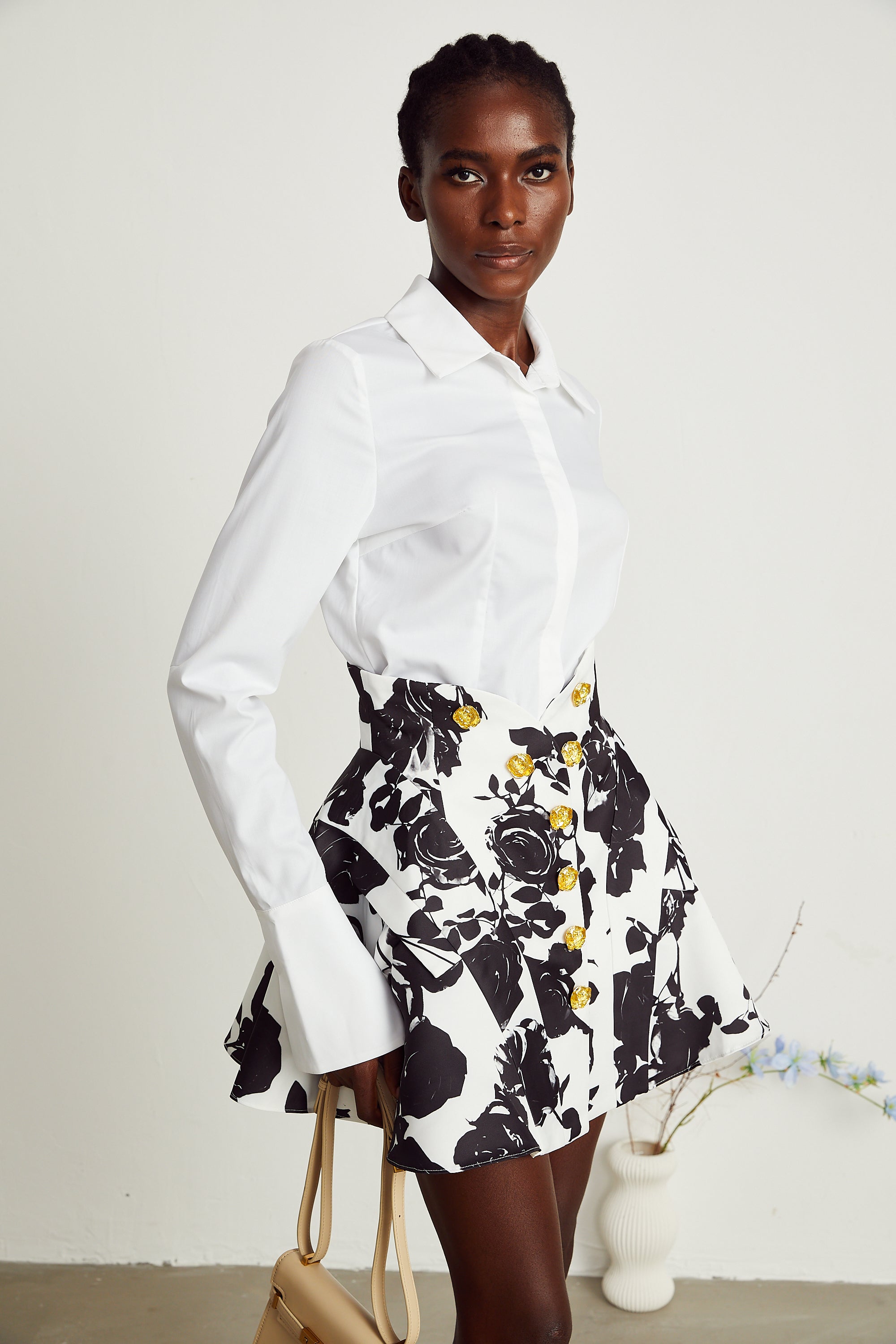 Léonor floral-print shirt & skirt matching set (US Only)