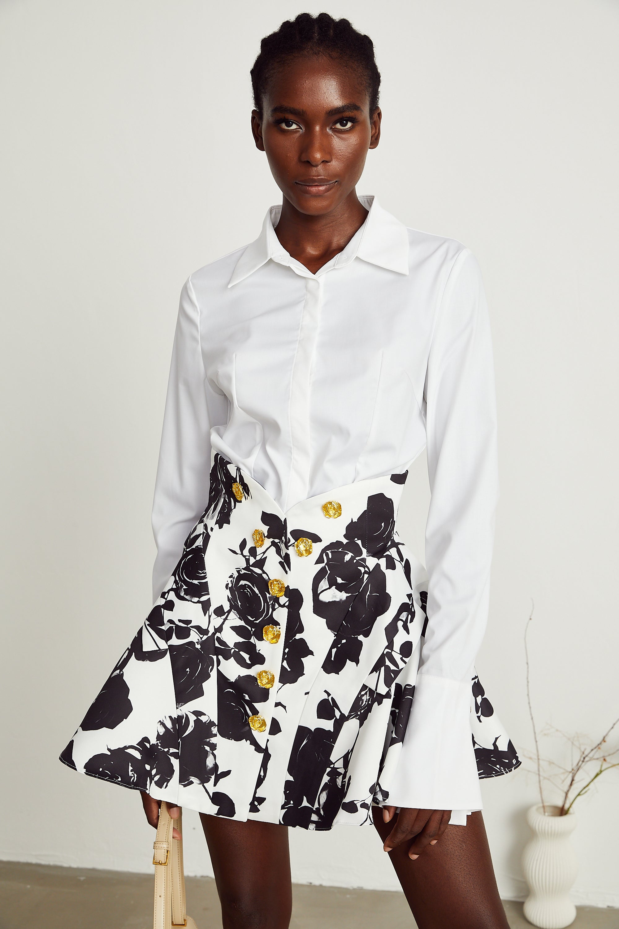 Léonor floral-print shirt & skirt matching set (US Only)