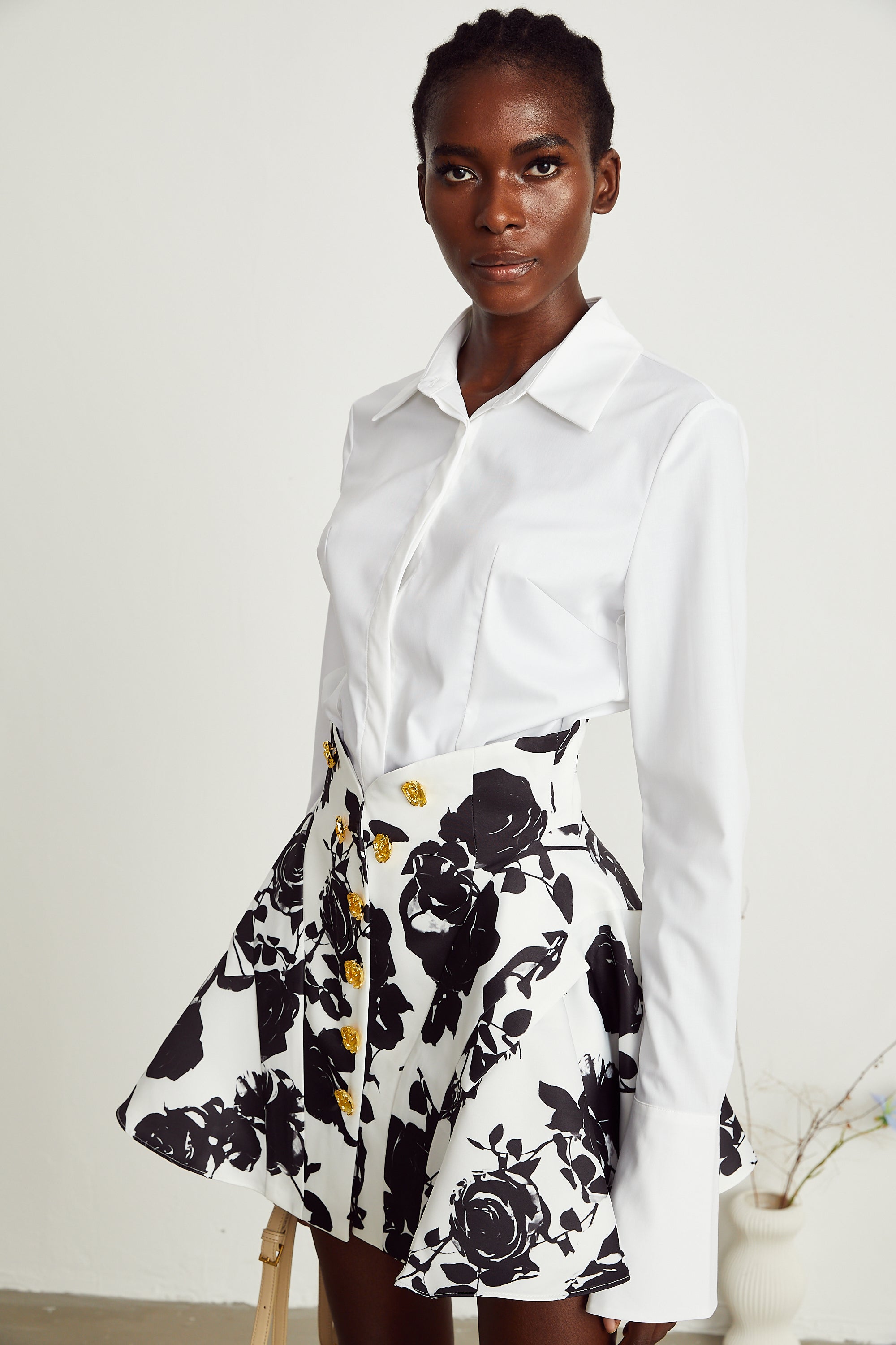 Léonor floral-print shirt & skirt matching set (US Only)