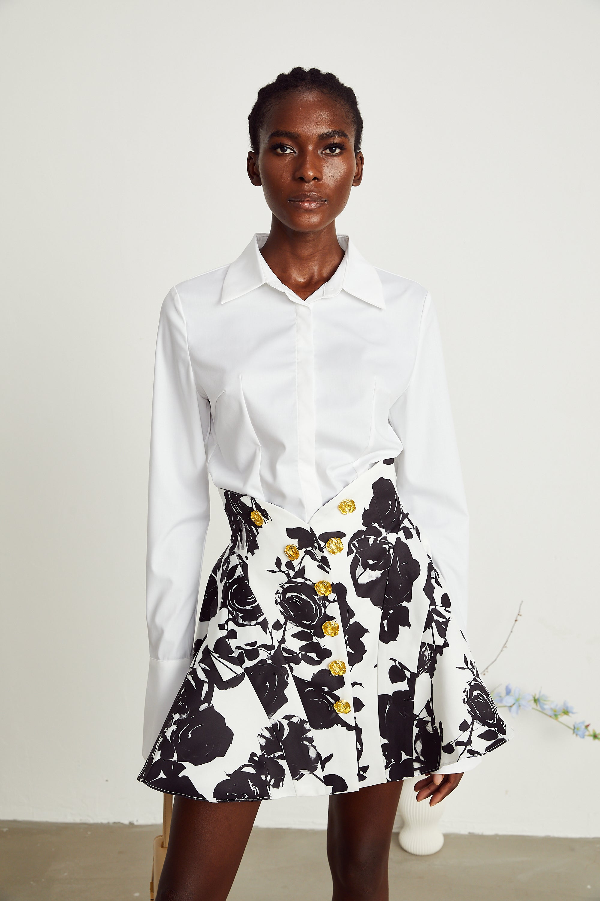 Léonor floral-print shirt & skirt matching set (US Only)