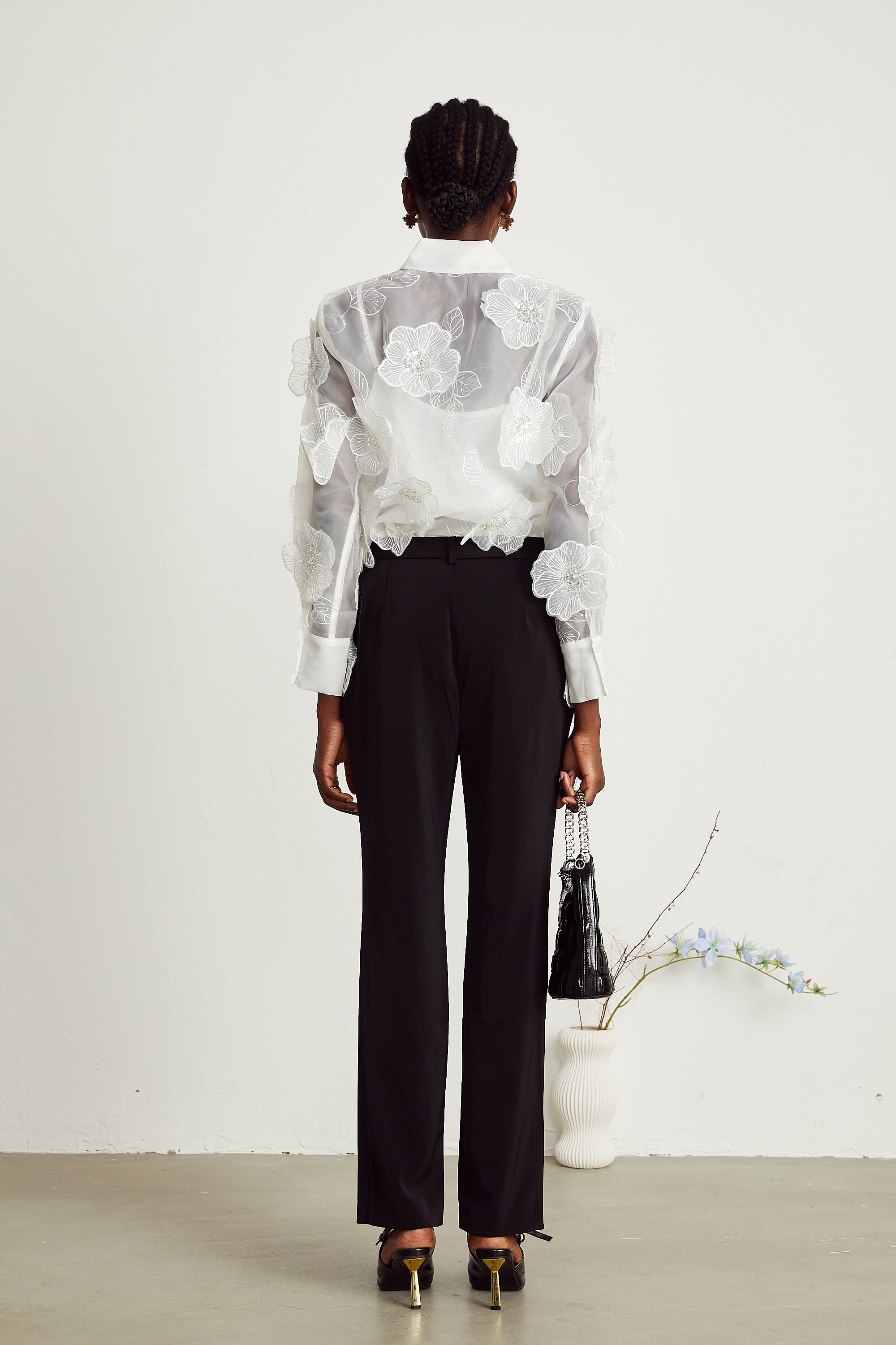 Béatrix white embellished semi-sheer shirt (Final Sale-US Only)
