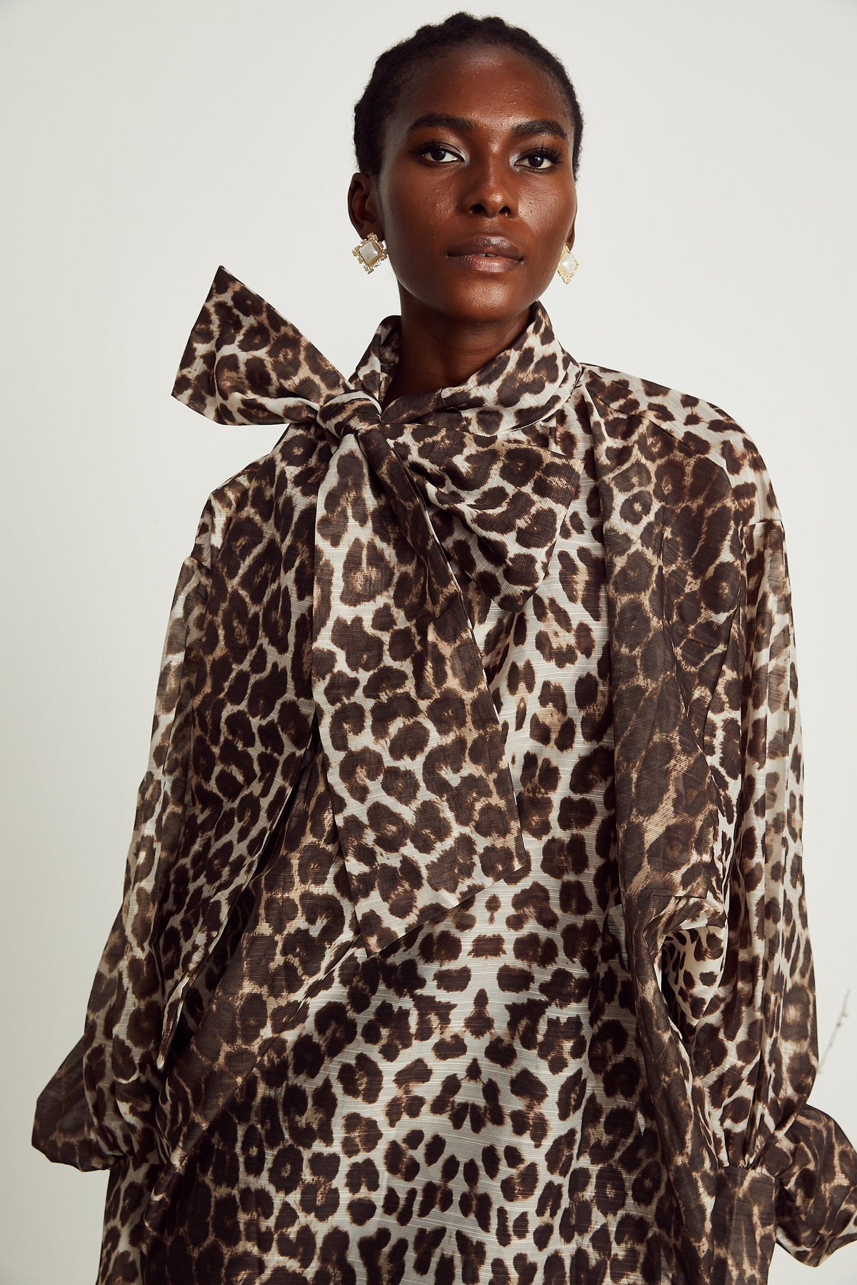 Belle leopard-print oversize-sleeved blouse (Final Sale-US Only)