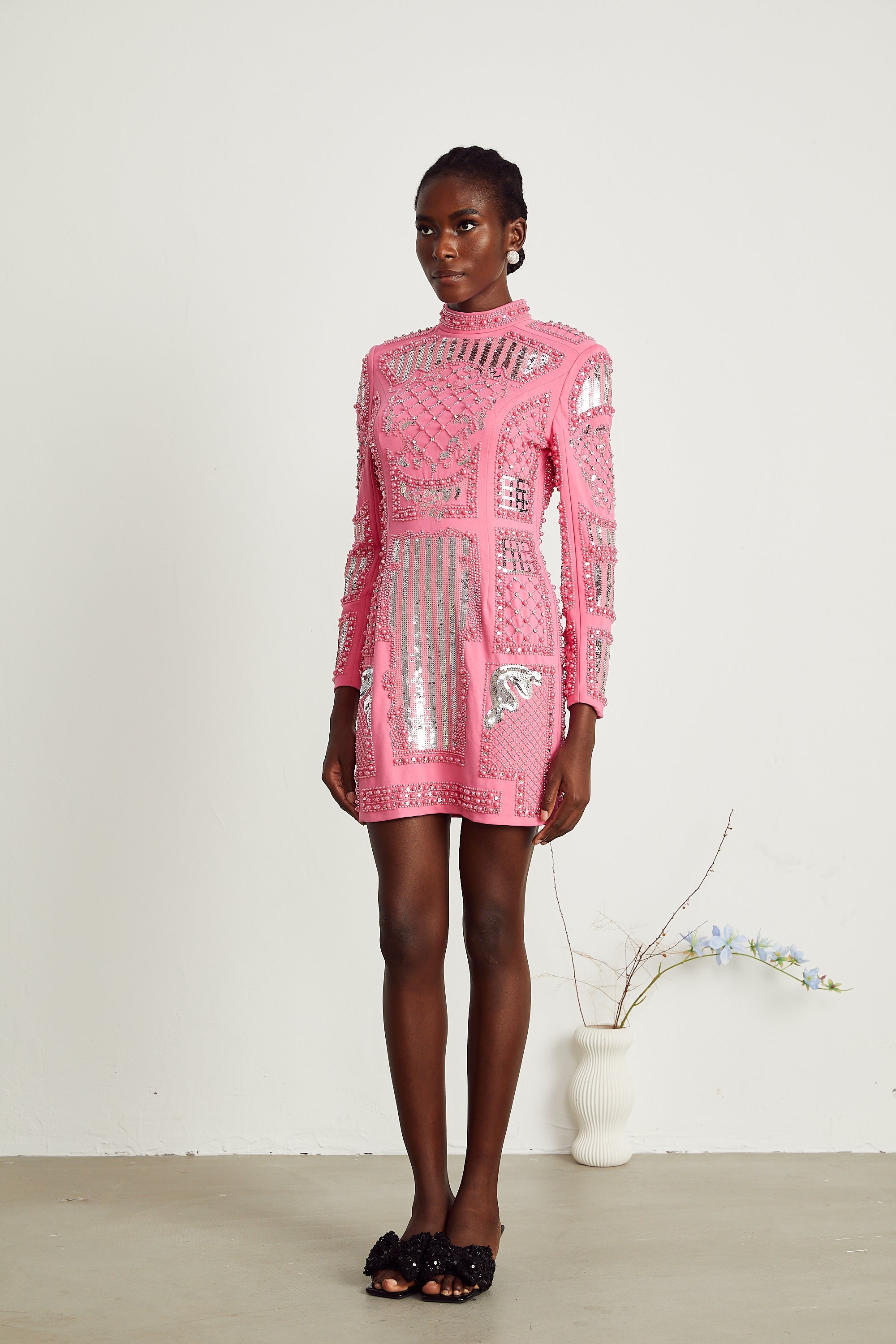 Violette pink embellished mini dress (US Only)