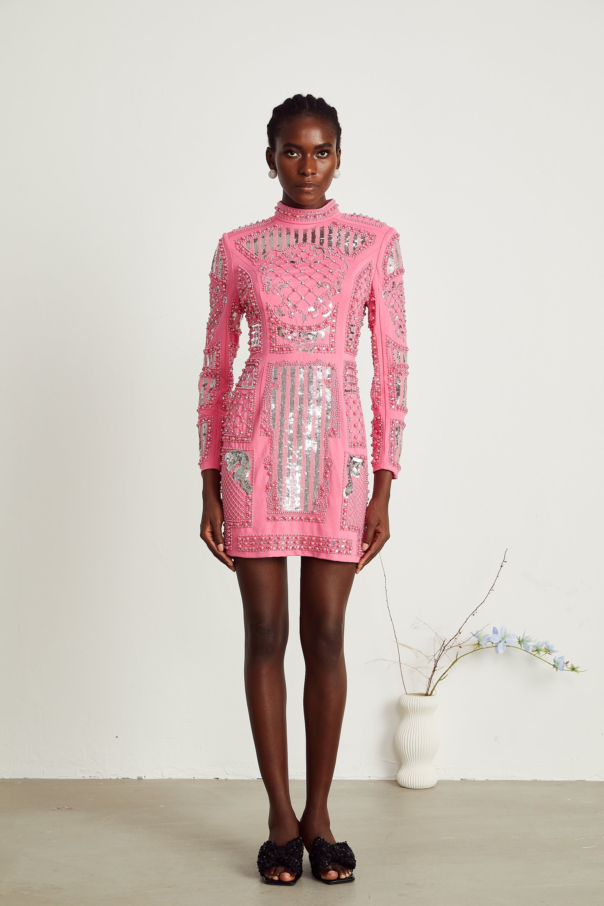 Violette pink embellished mini dress (US Only)