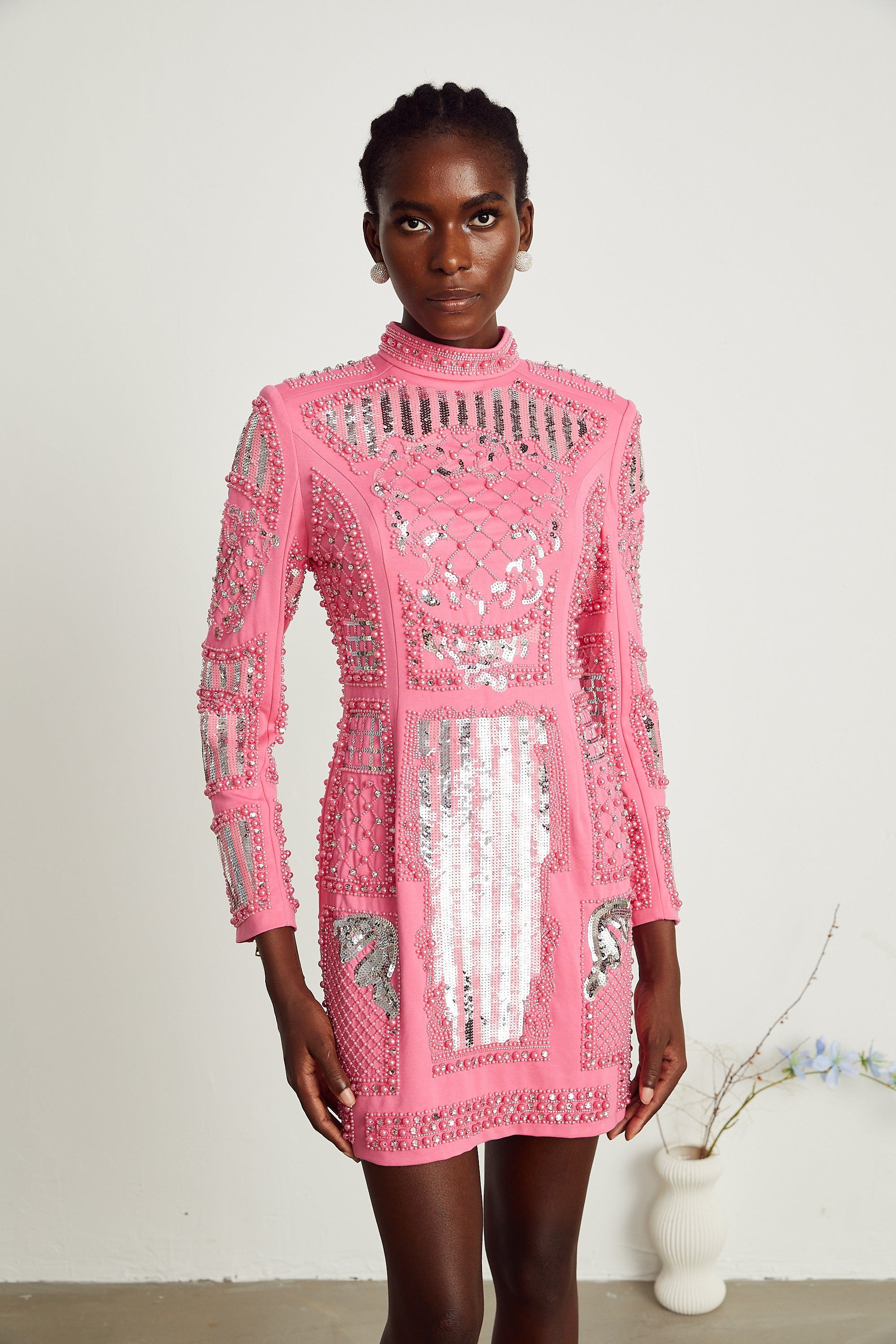 Violette pink embellished mini dress (US Only)