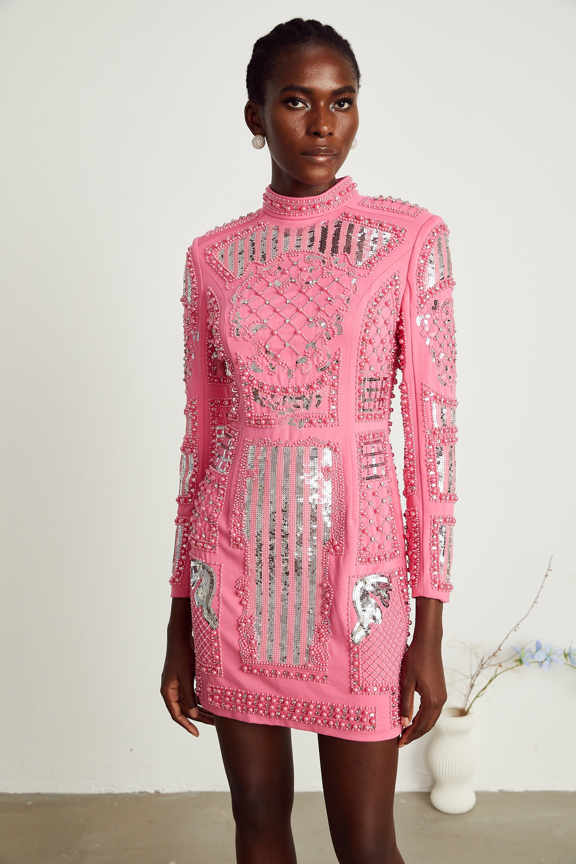 Violette pink embellished mini dress (US Only)